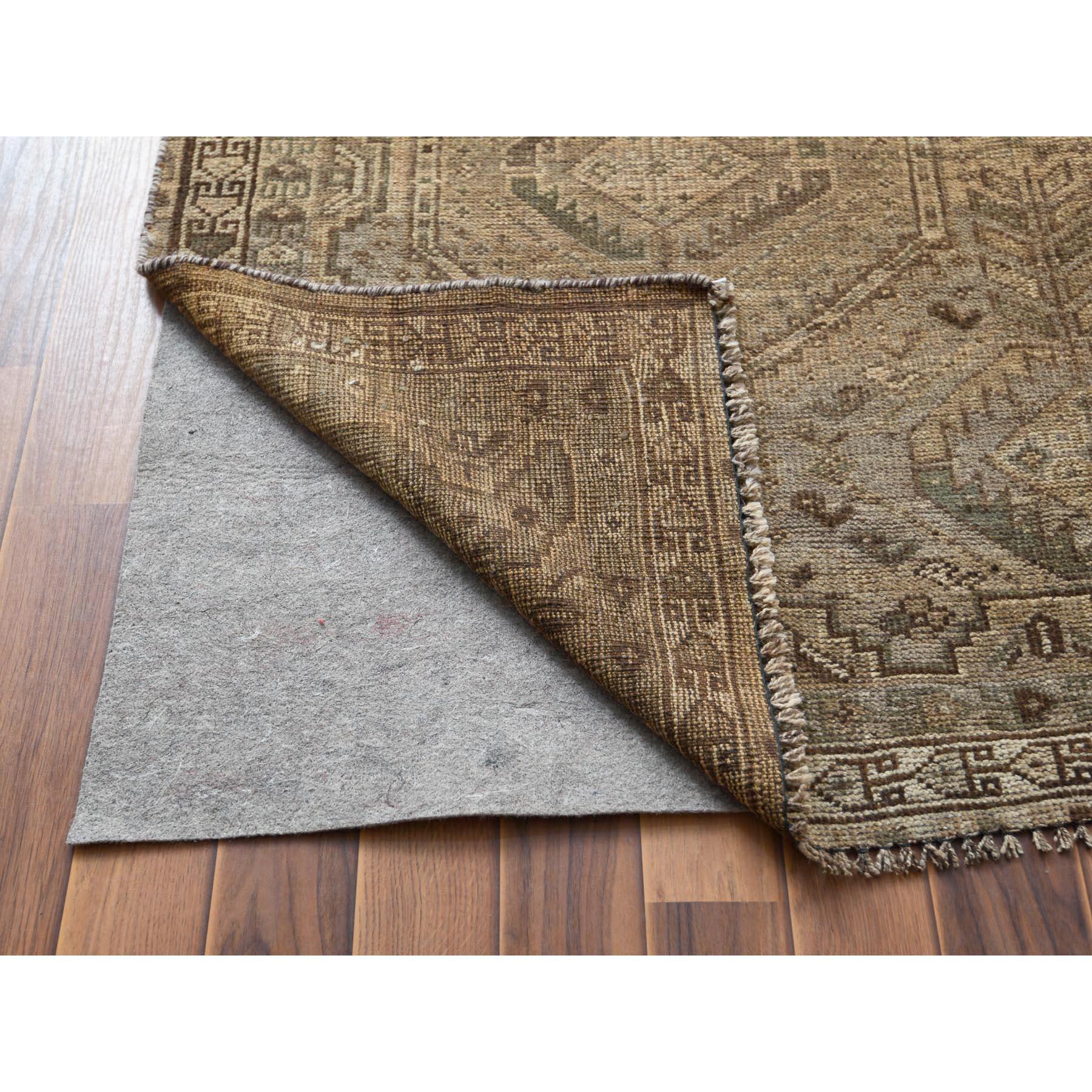 Medieval Semi Antique Brown Persian Shiraz Natural Colors Handmade Bohemian Wool Rug