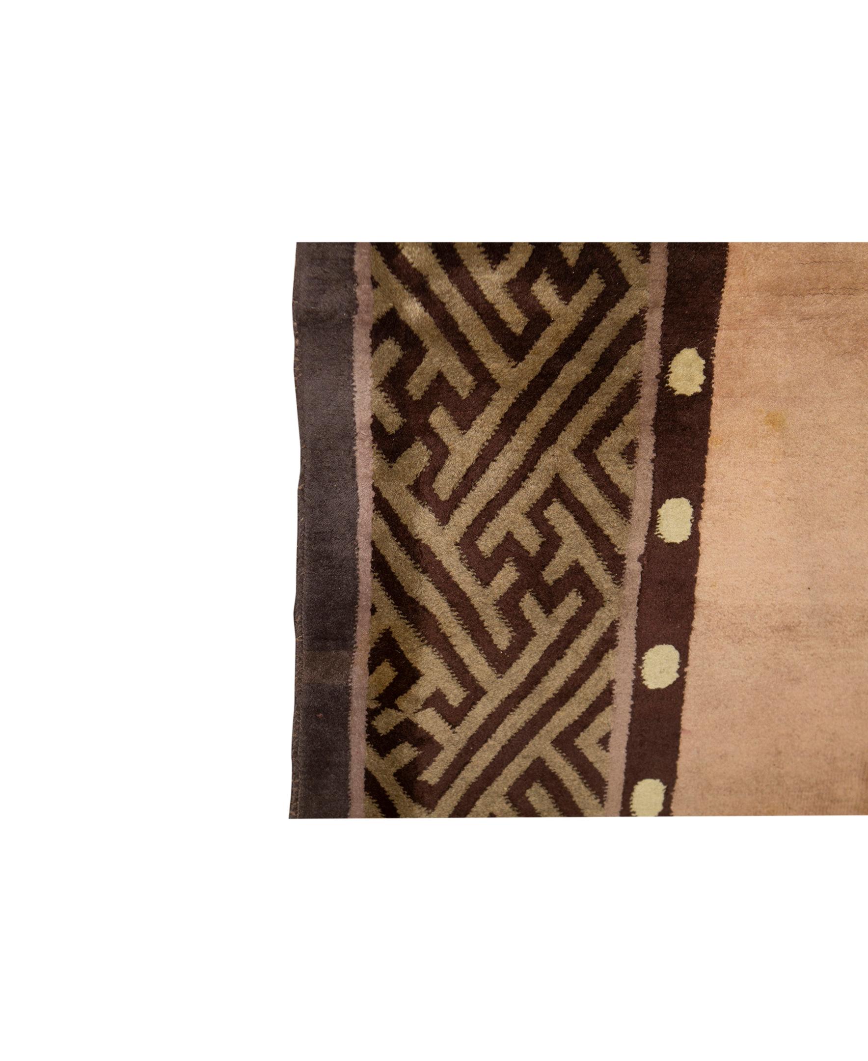 Art Deco Traditional Handwoven Luxury Wool Semi Antique Beige For Sale