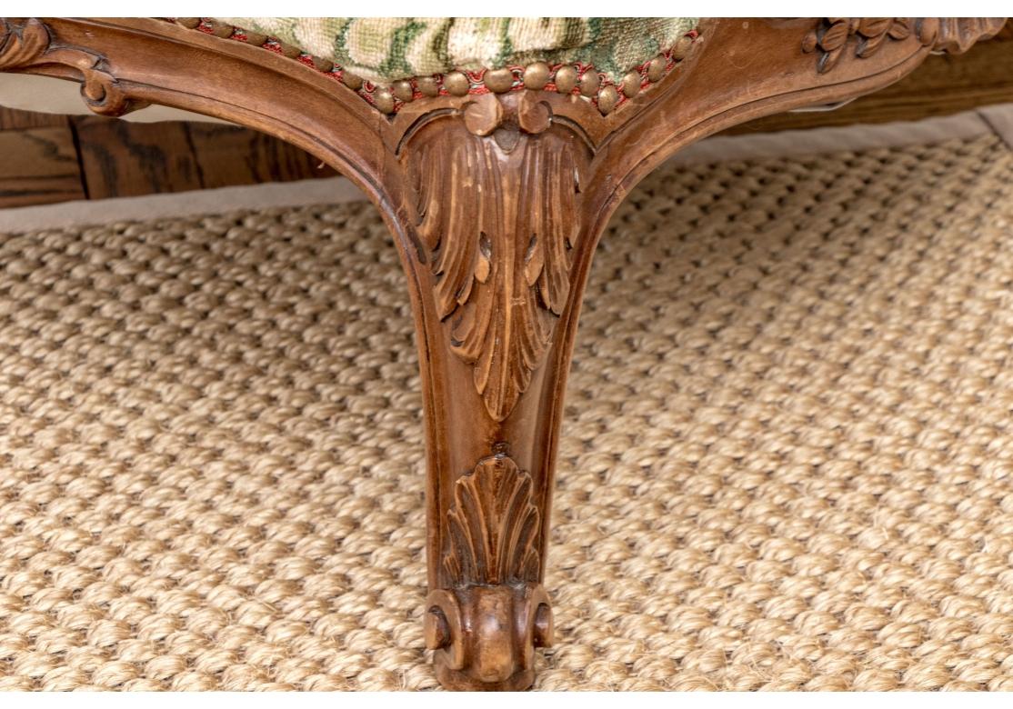 Georgian Semi Antique Custom Upholstered Carved Wing Chair For Sale