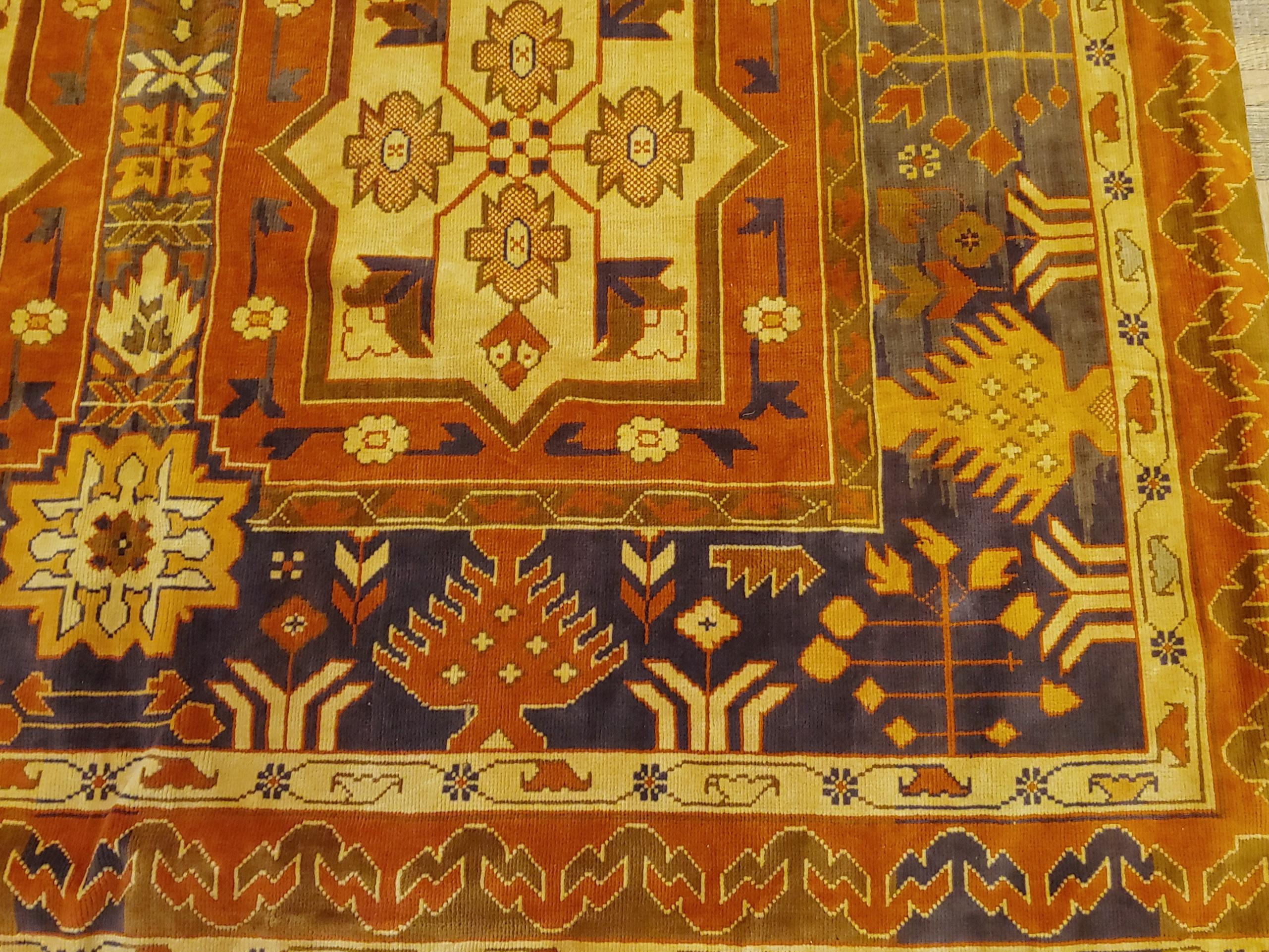 Arts and Crafts Semi-Antique English Portiere Velvet Tapestries, Turkish Work Design, Wool, 1940