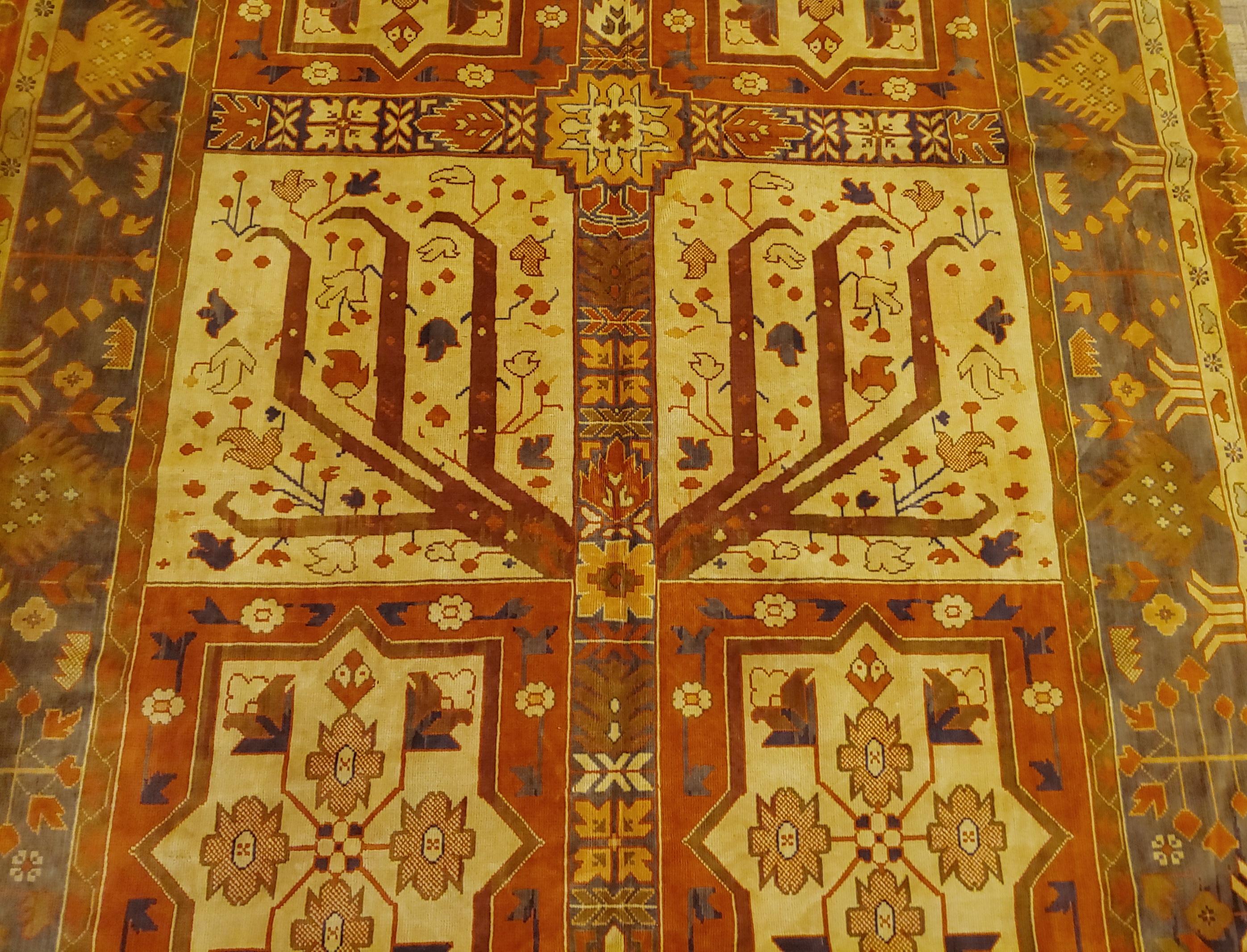 European Semi-Antique English Portiere Velvet Tapestries, Turkish Work Design, Wool, 1940