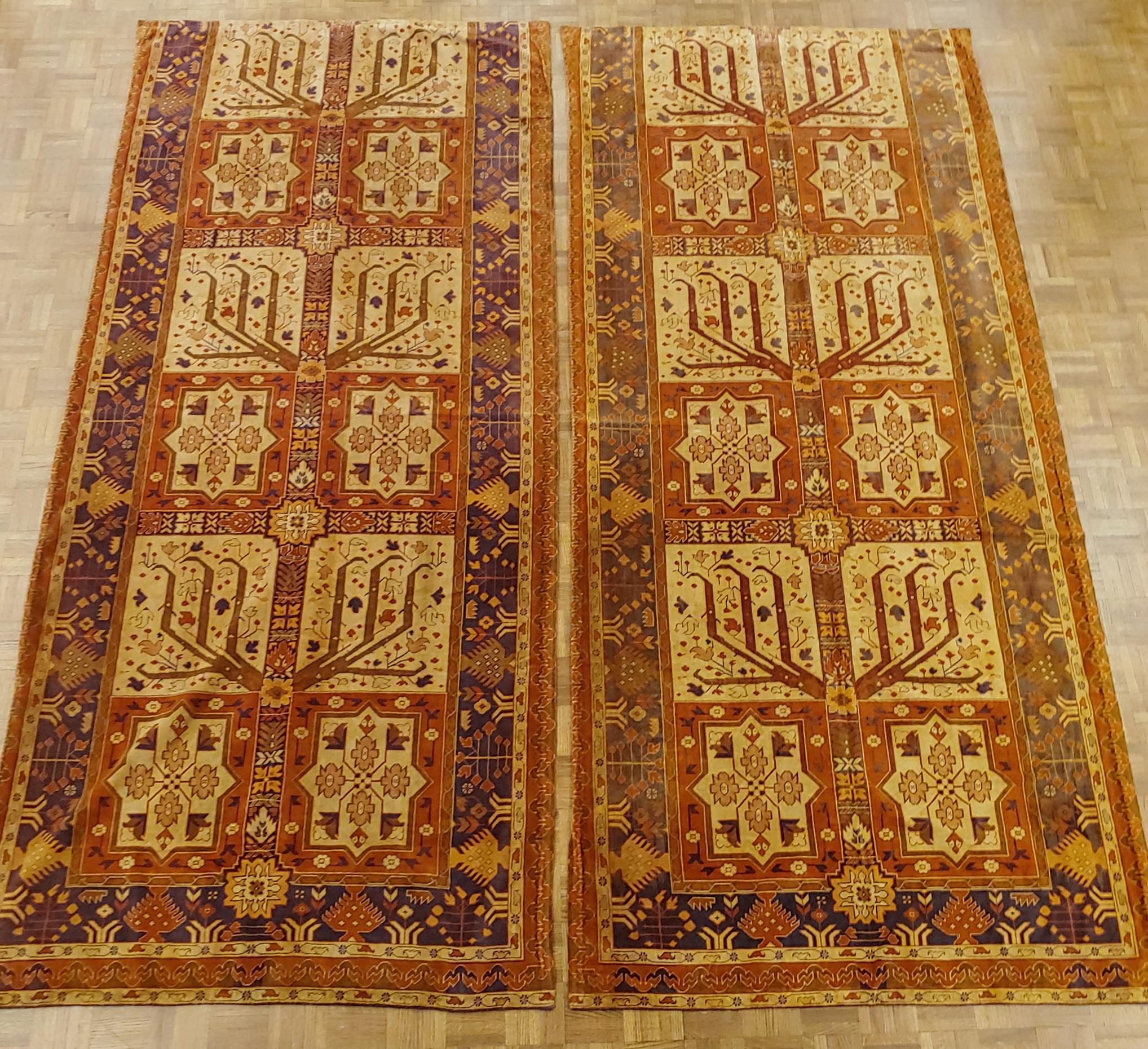 Semi-Antique English Portiere Velvet Tapestries, Turkish Work Design, Wool, 1940 In Good Condition In Williamsburg, VA