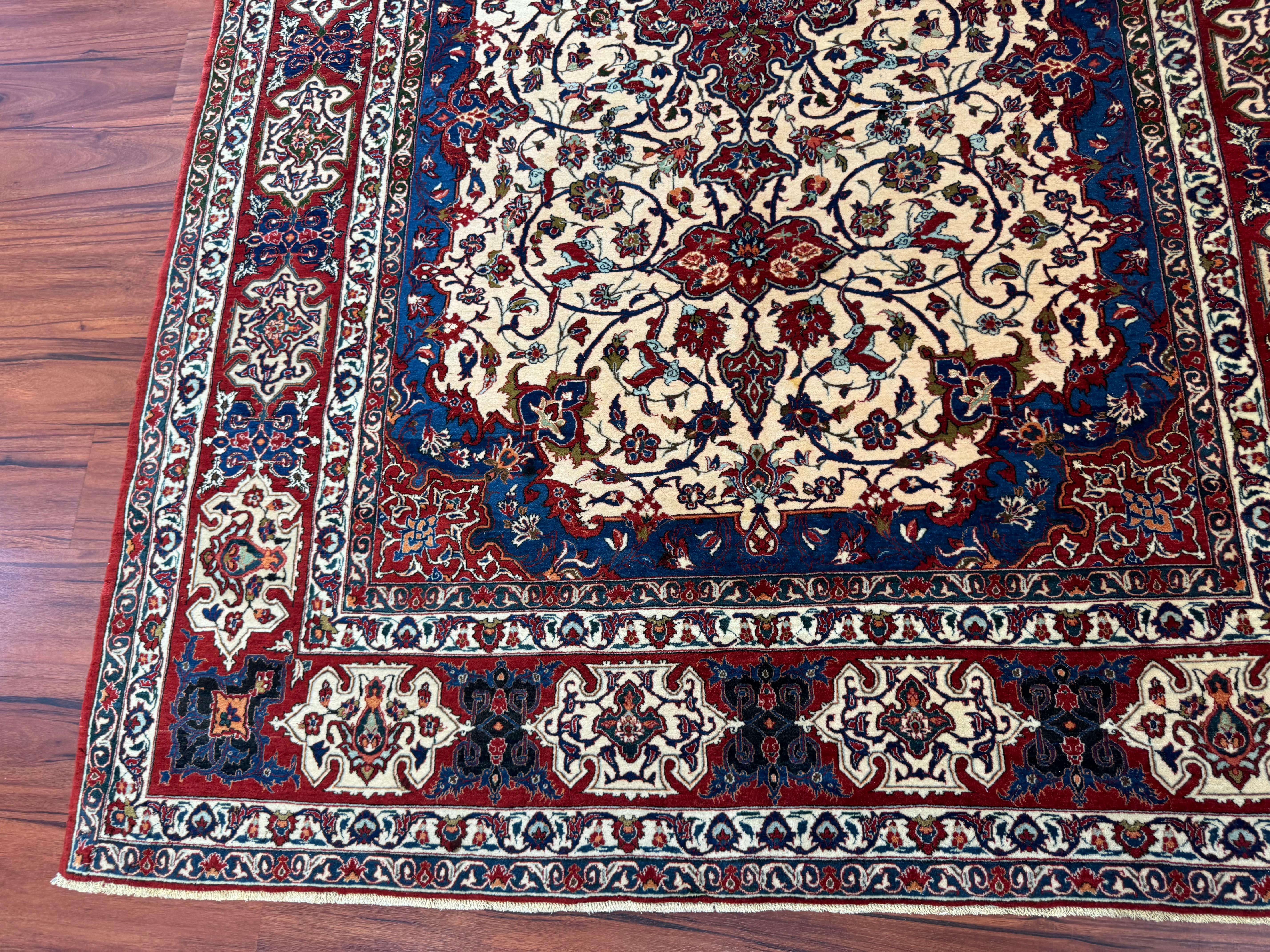 Semi Antique Extremly Fine Persian Isfahan Rug For Sale 4