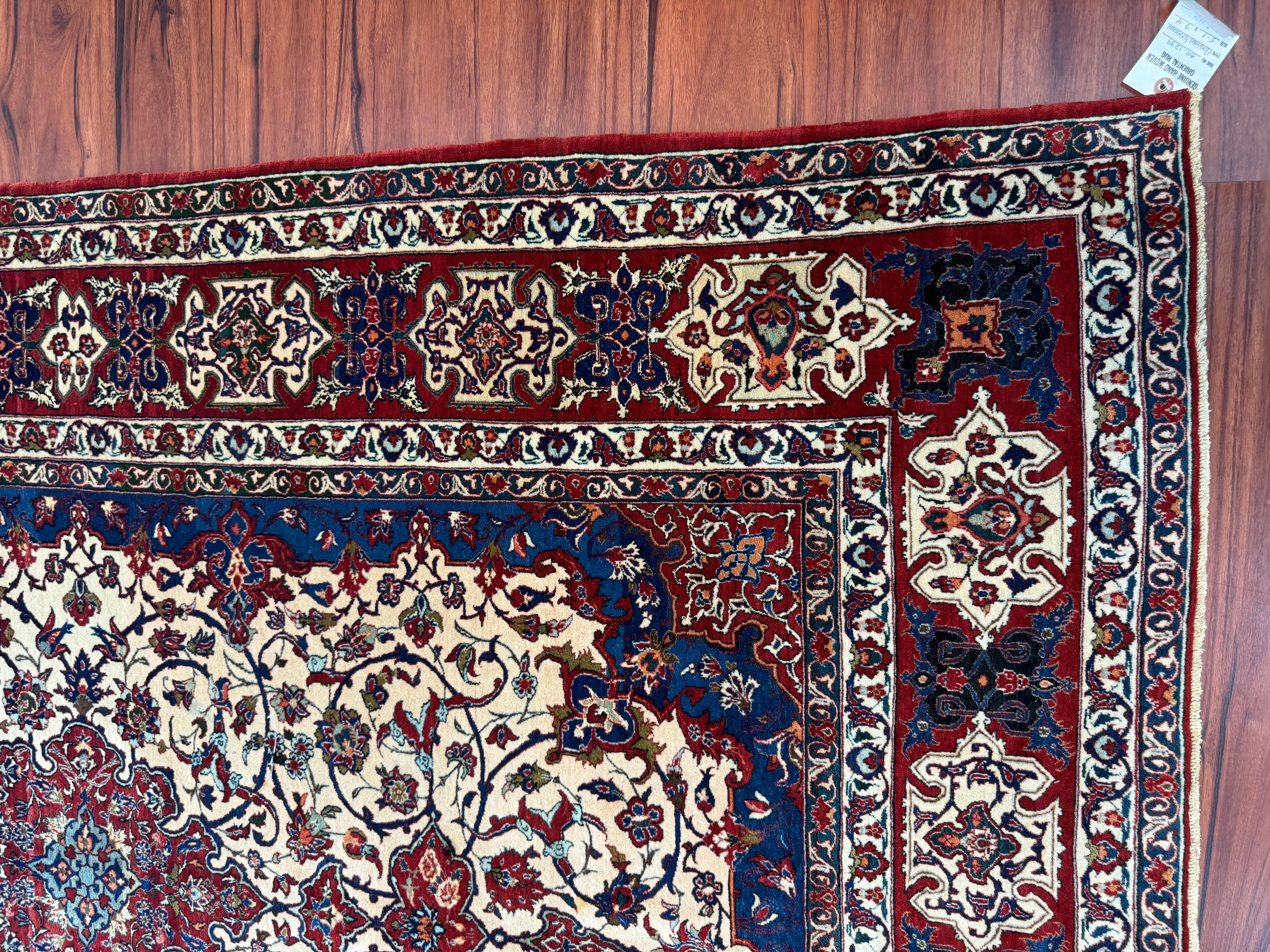 Semi Antique Extremly Fine Persian Isfahan Rug For Sale 5