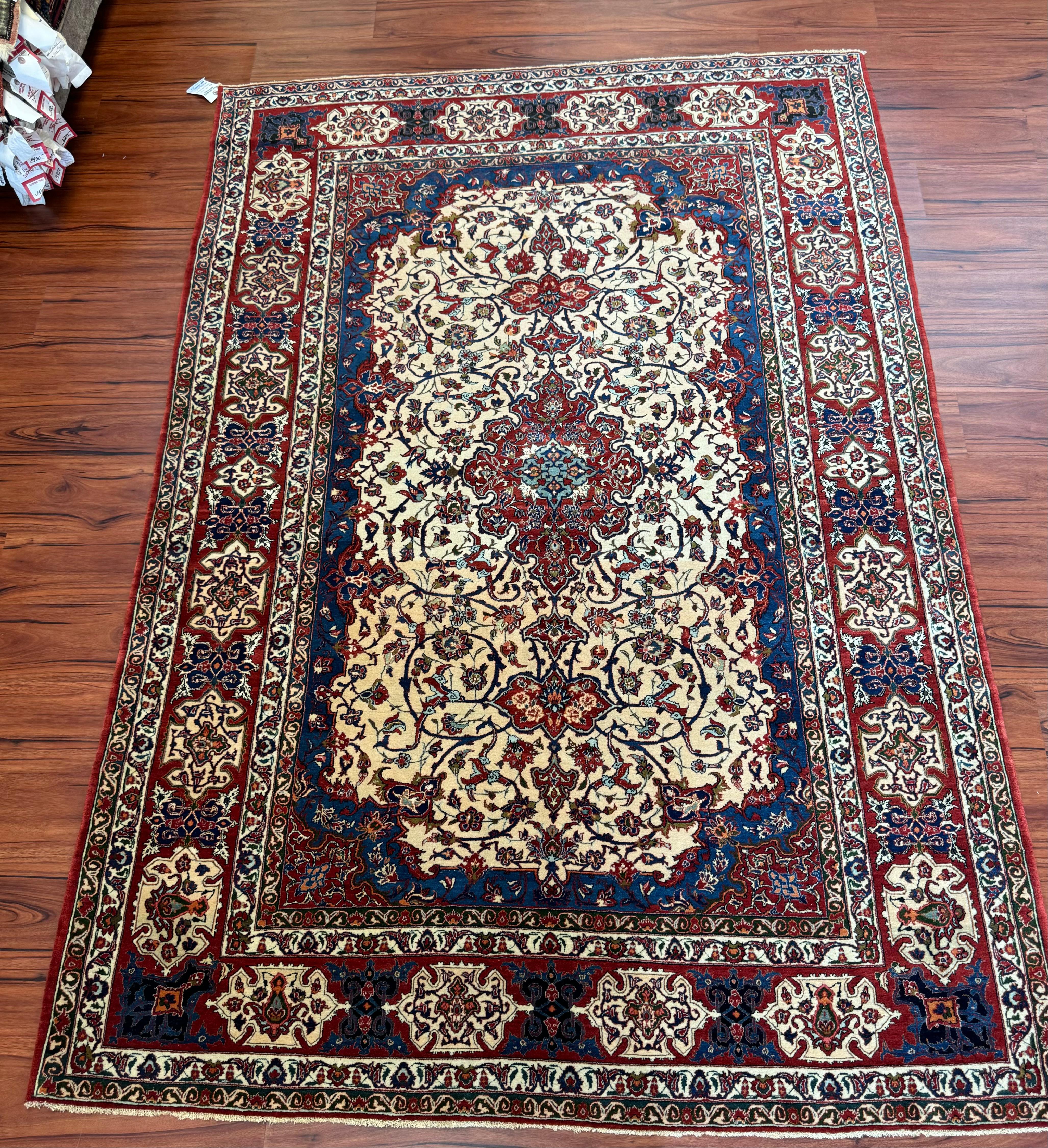Semi Antique Extremly Fine Persian Isfahan Rug For Sale 6