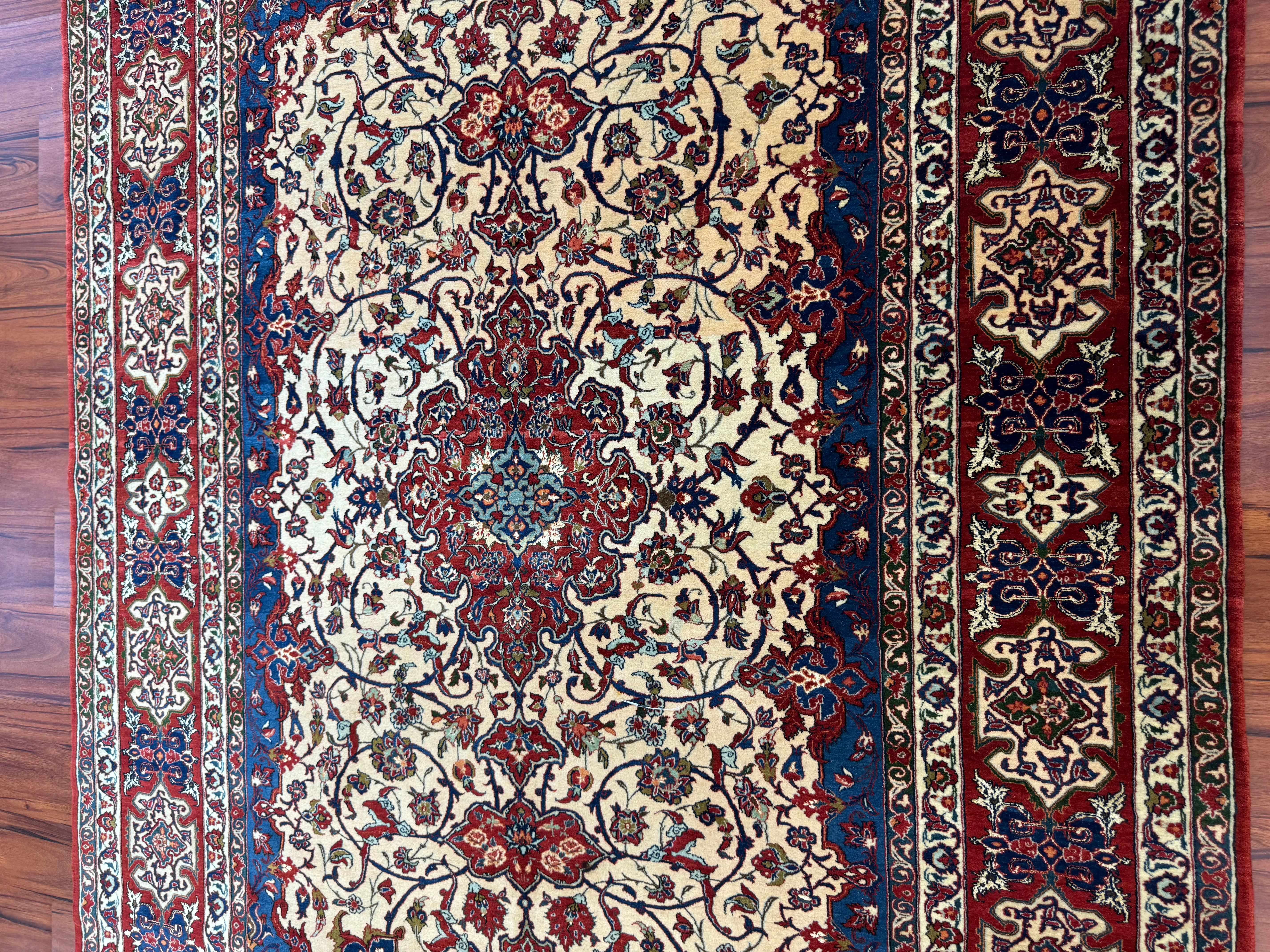 Semi Antique Extremly Fine Persian Isfahan Rug For Sale 7