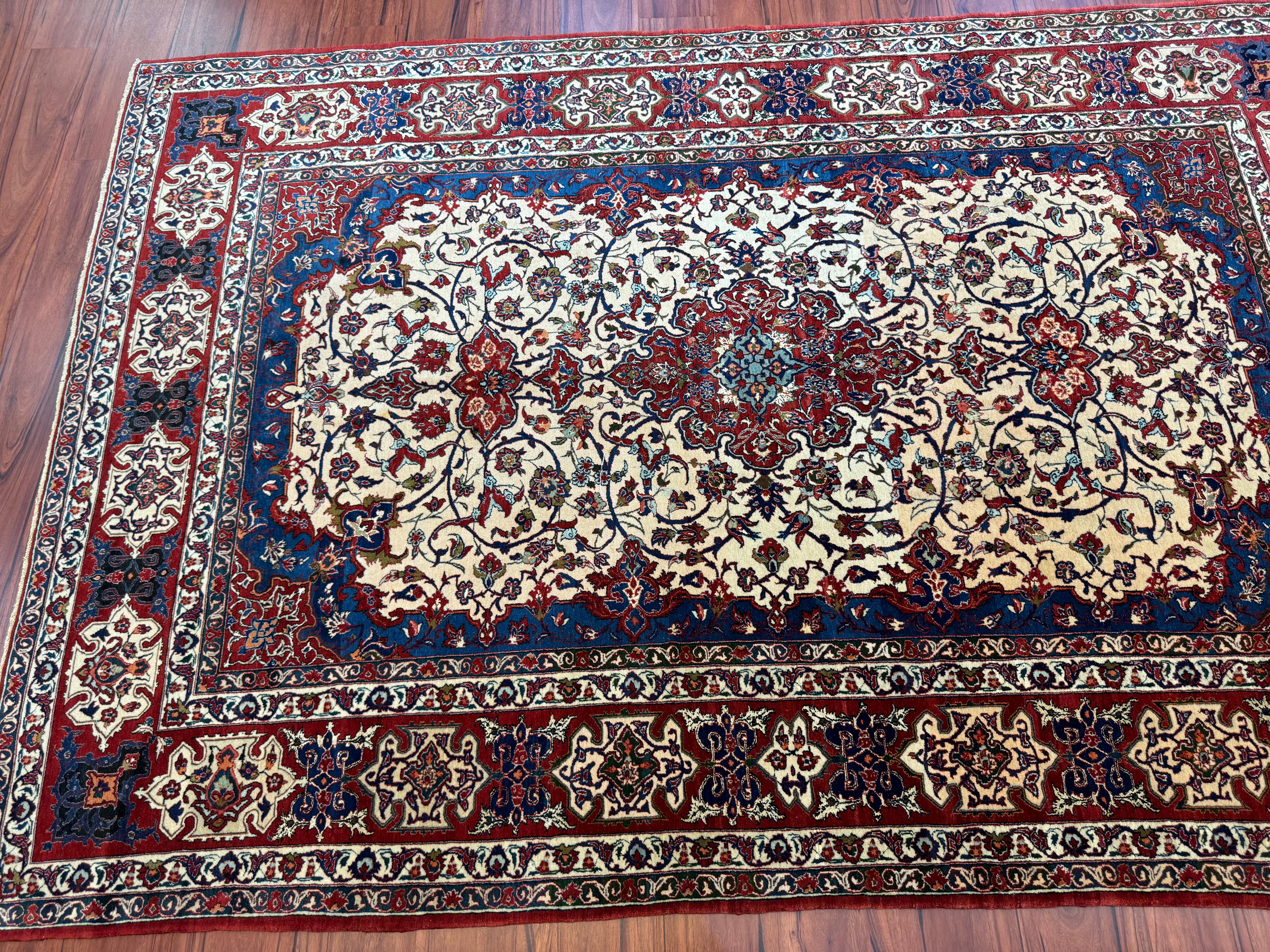 Semi Antique Extremly Fine Persian Isfahan Rug For Sale 8