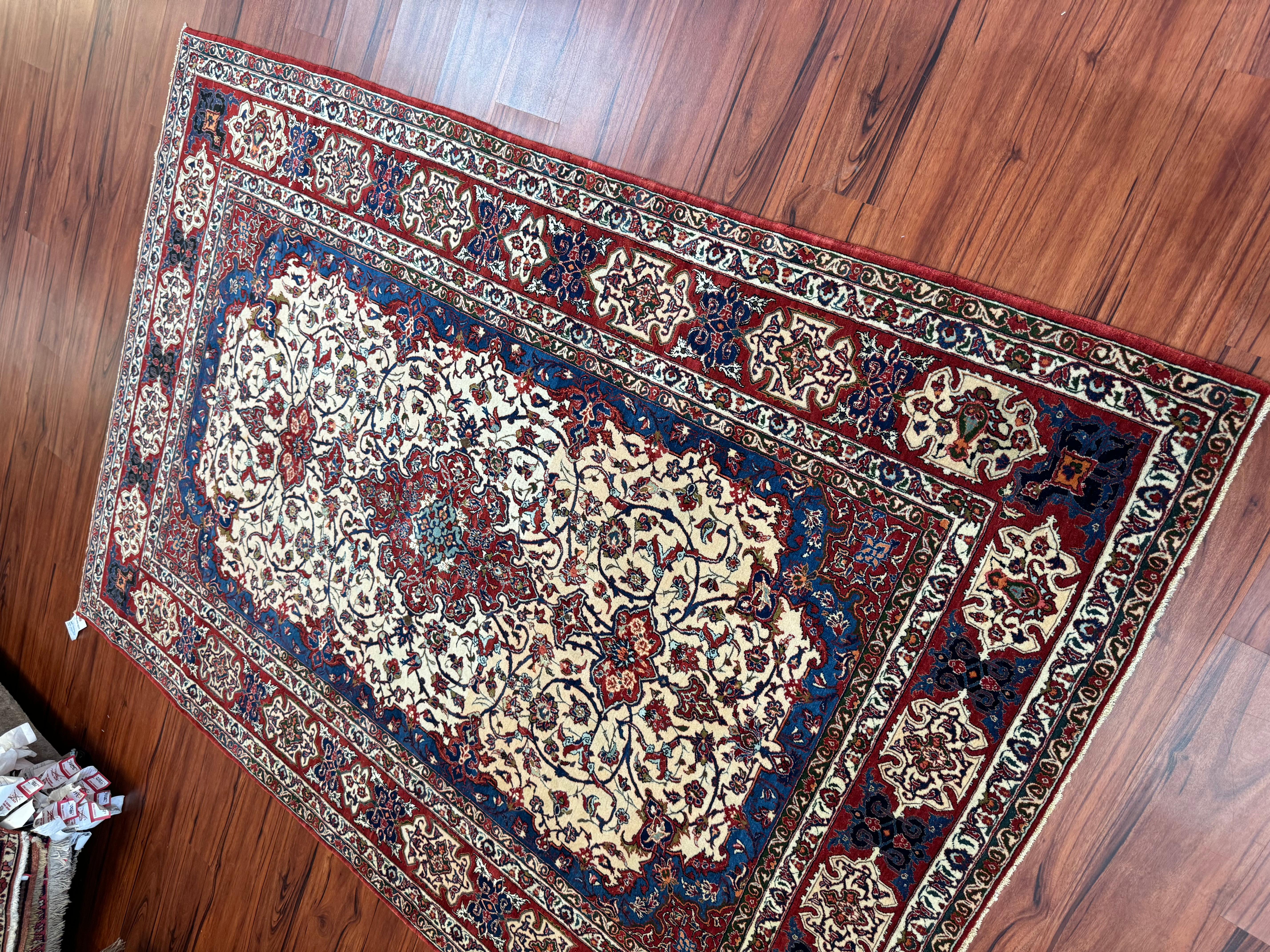 Hand-Knotted Semi Antique Extremly Fine Persian Isfahan Rug For Sale