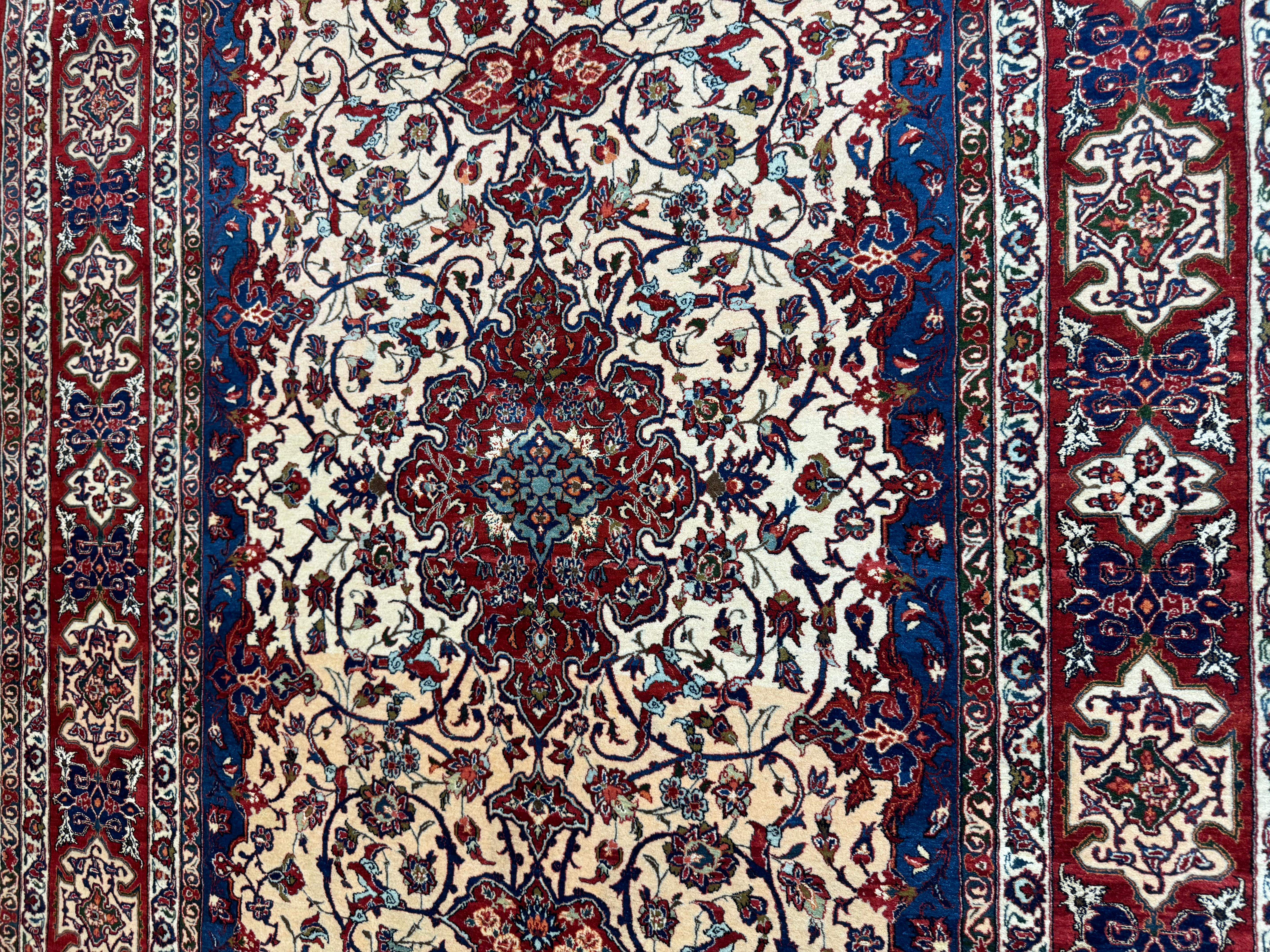 20th Century Semi Antique Extremly Fine Persian Isfahan Rug For Sale