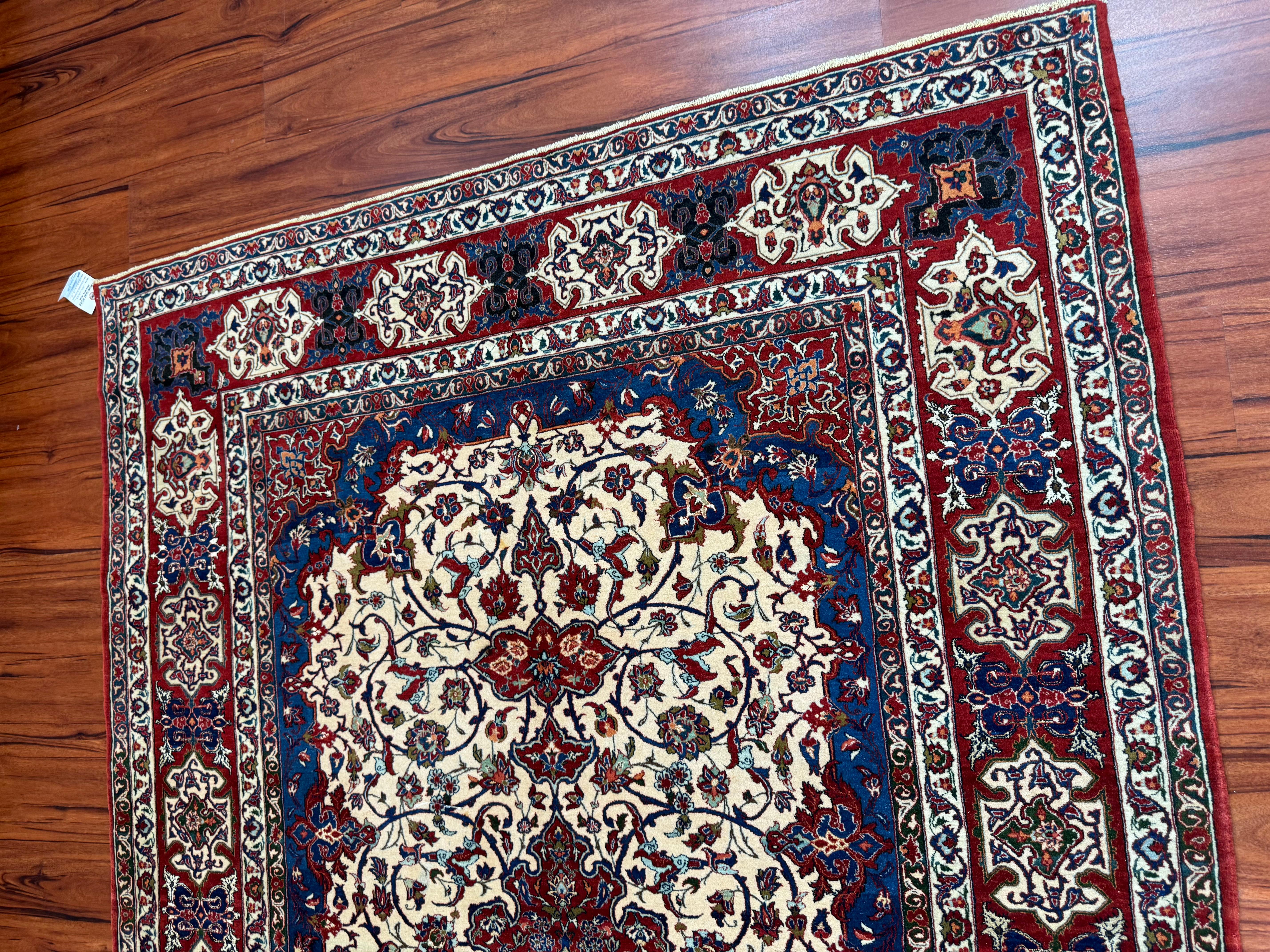 Wool Semi Antique Extremly Fine Persian Isfahan Rug For Sale