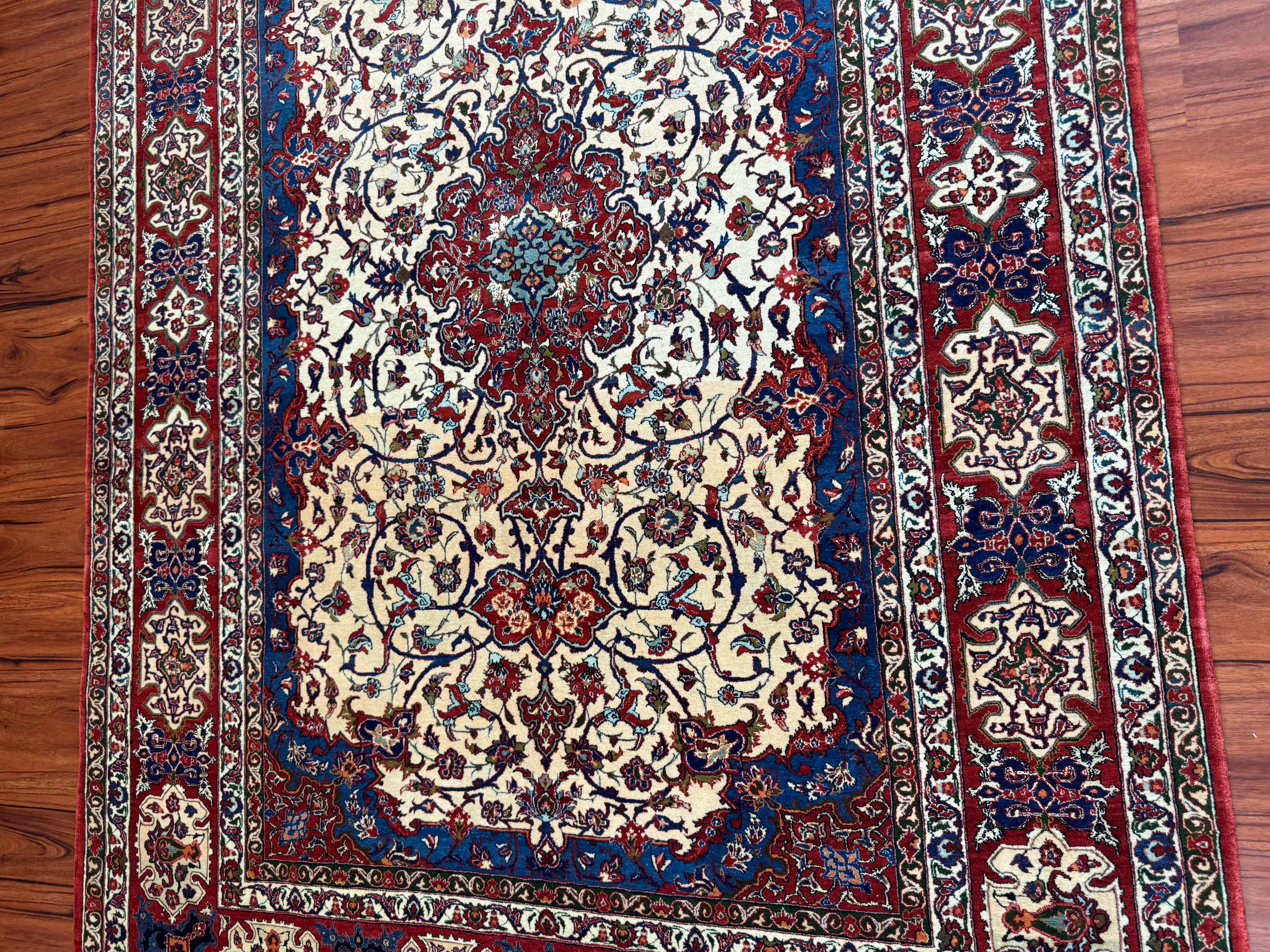 Semi Antique Extremly Fine Persian Isfahan Rug For Sale 1