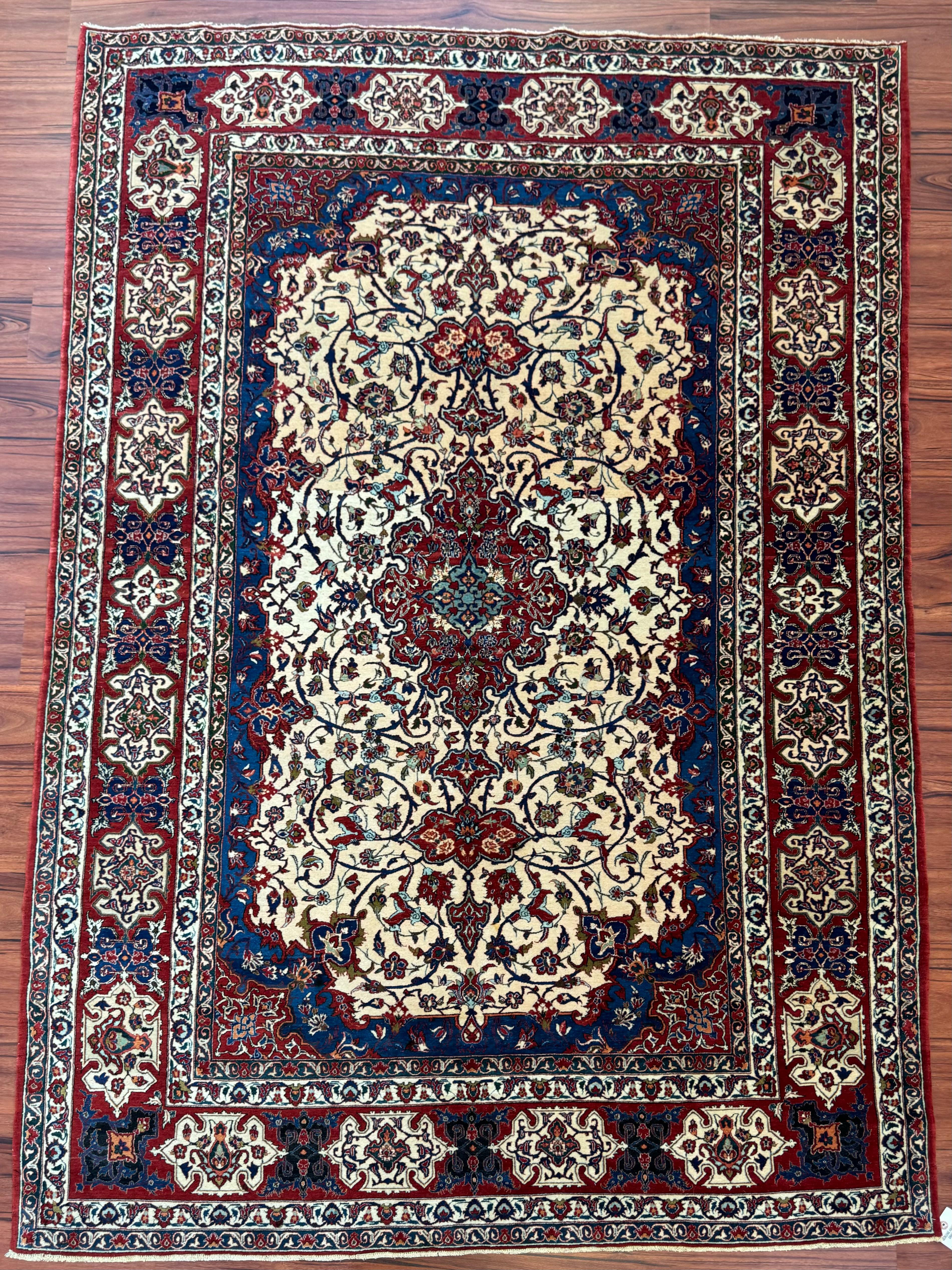 Semi Antique Extremly Fine Persian Isfahan Rug For Sale 3