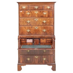 Semi Used Figured Wood Secretary Chest On Chest for Restoration