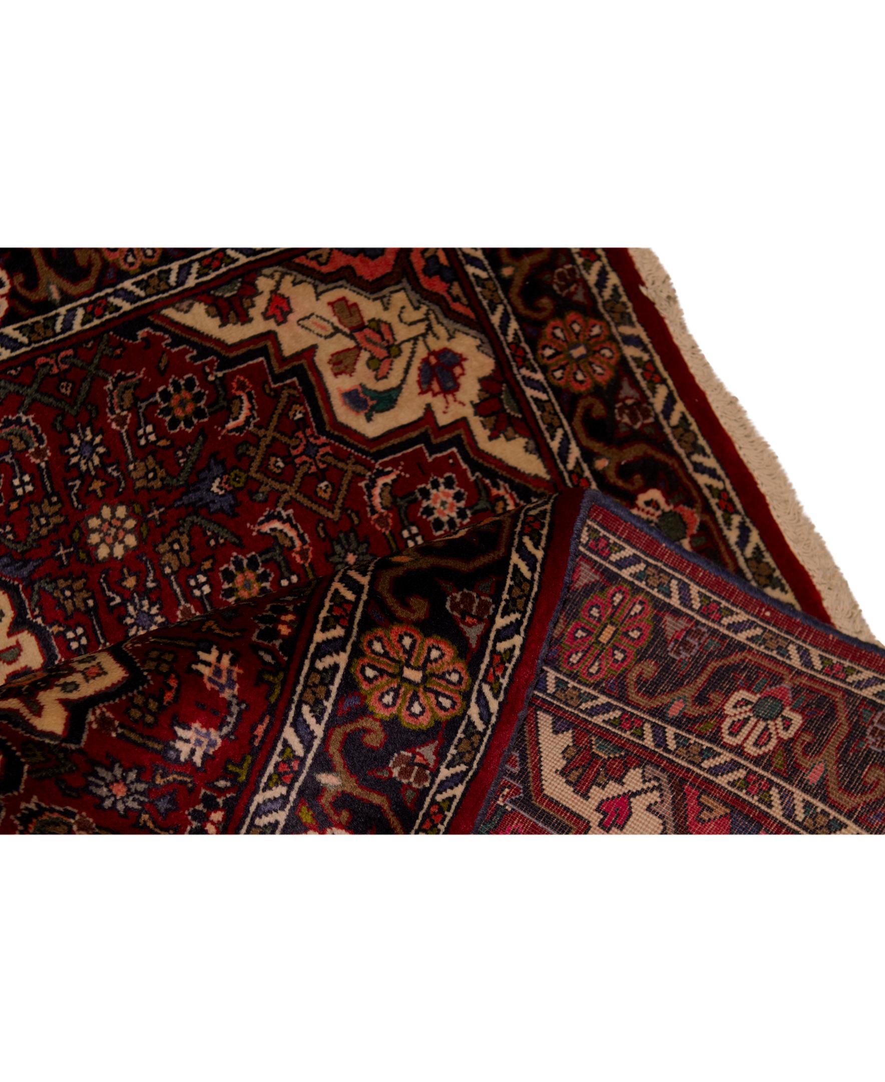  Traditional Handwoven Luxury Wool Semi Antique Persian Red / Ivory. Size: 3'-2
