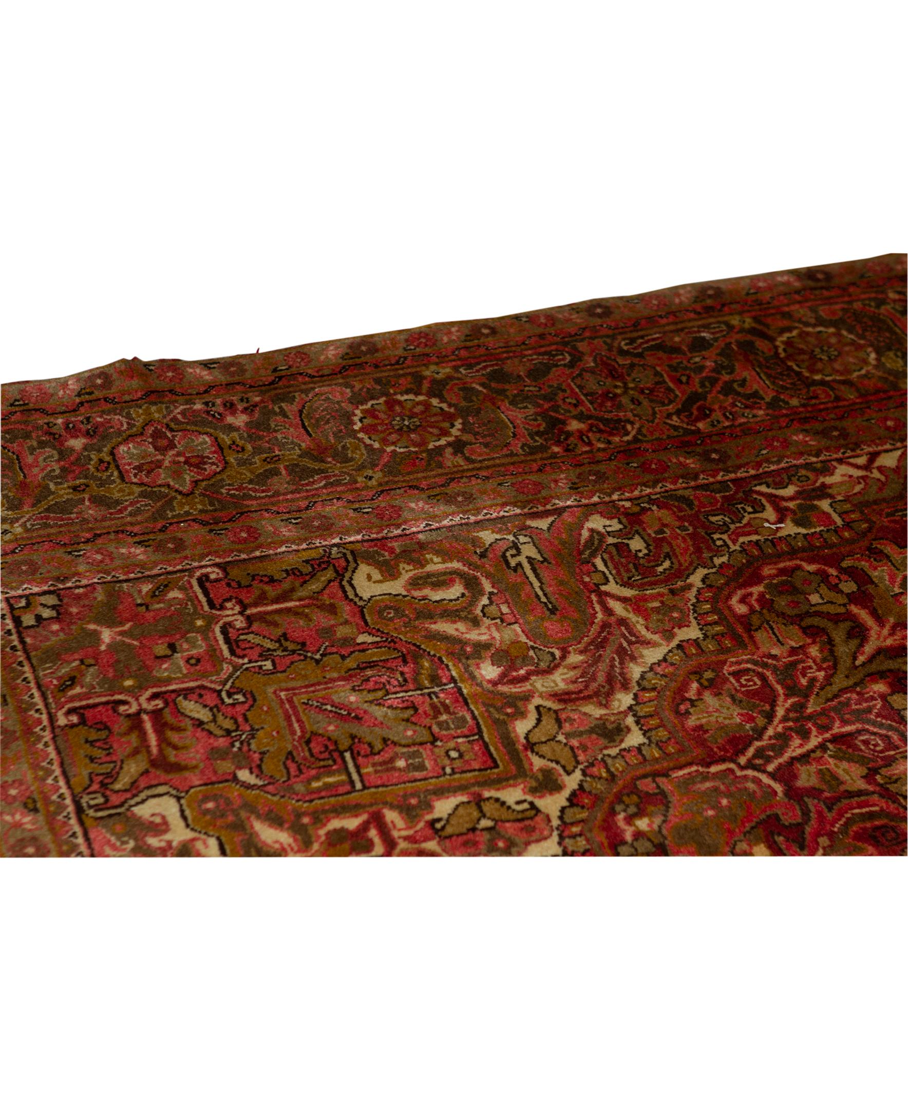  Traditional Handwoven Luxury Wool Semi Antique Persian Red / Ivory. Size: 10' X 12'-5