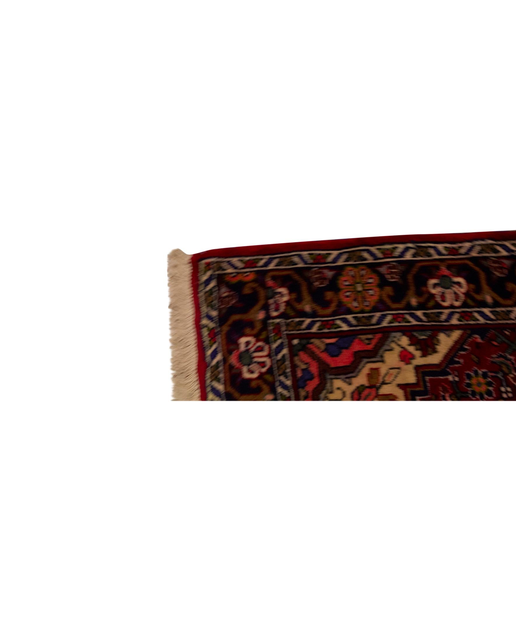 Other  Traditional Handwoven Luxury Wool Semi Antique Persian Red / Ivory For Sale