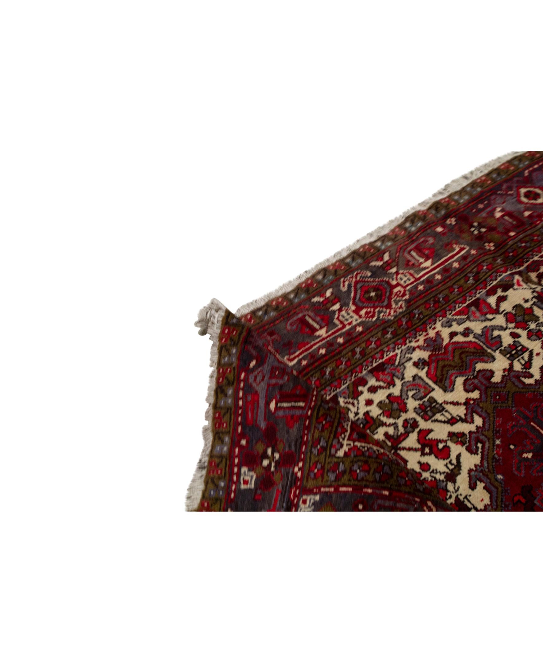 Hand-Woven  Traditional Handwoven Luxury Wool Semi Antique Persian Red  For Sale