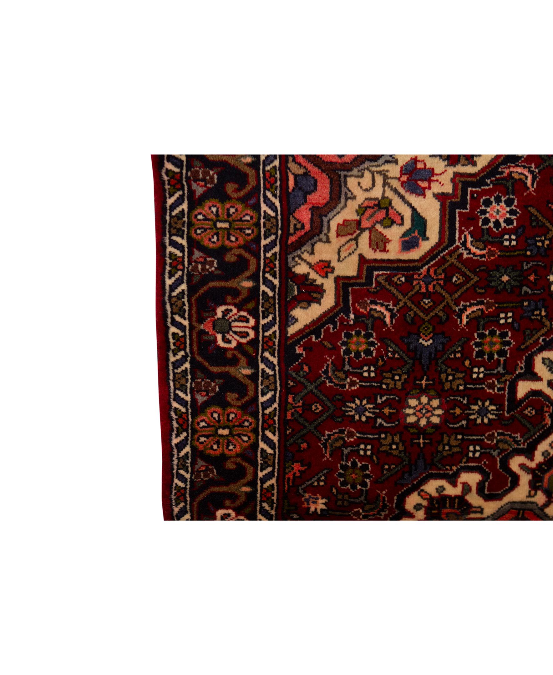 Hand-Woven  Traditional Handwoven Luxury Wool Semi Antique Persian Red / Ivory For Sale