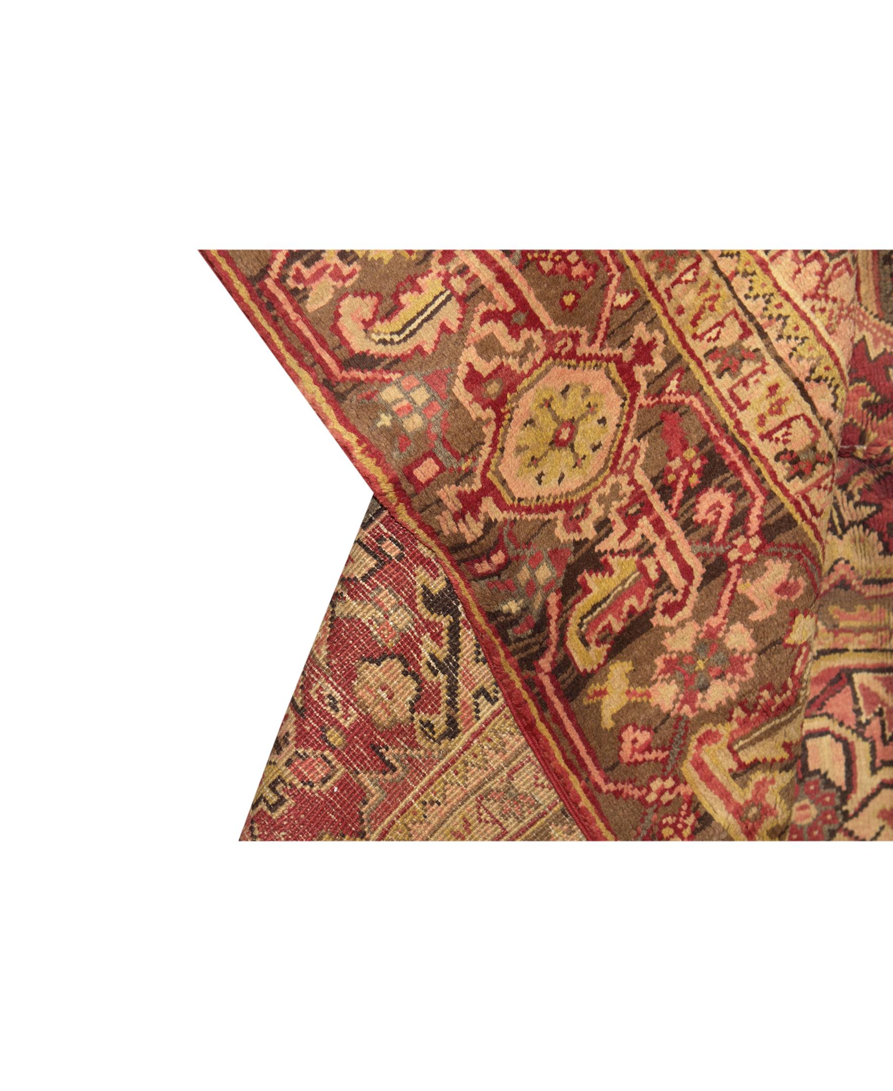 Heriz Serapi Traditional Handwoven Luxury  Semi Antique Heriz Wool Red / Blue For Sale