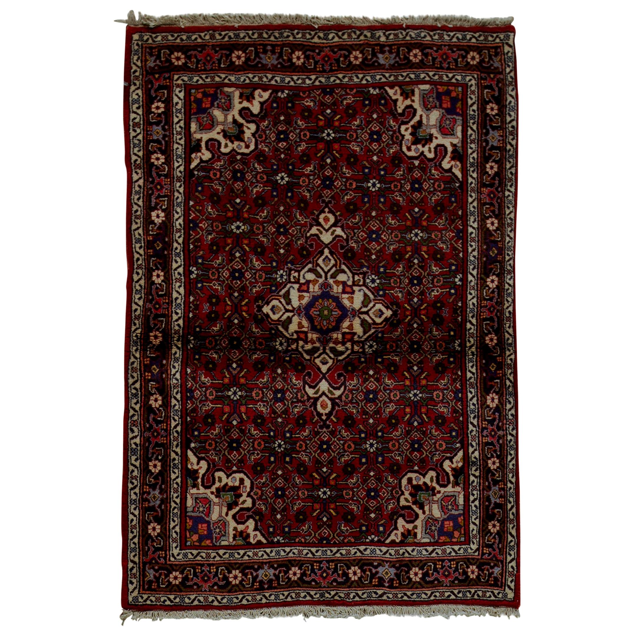  Traditional Handwoven Luxury Wool Semi Antique Persian Red / Ivory For Sale