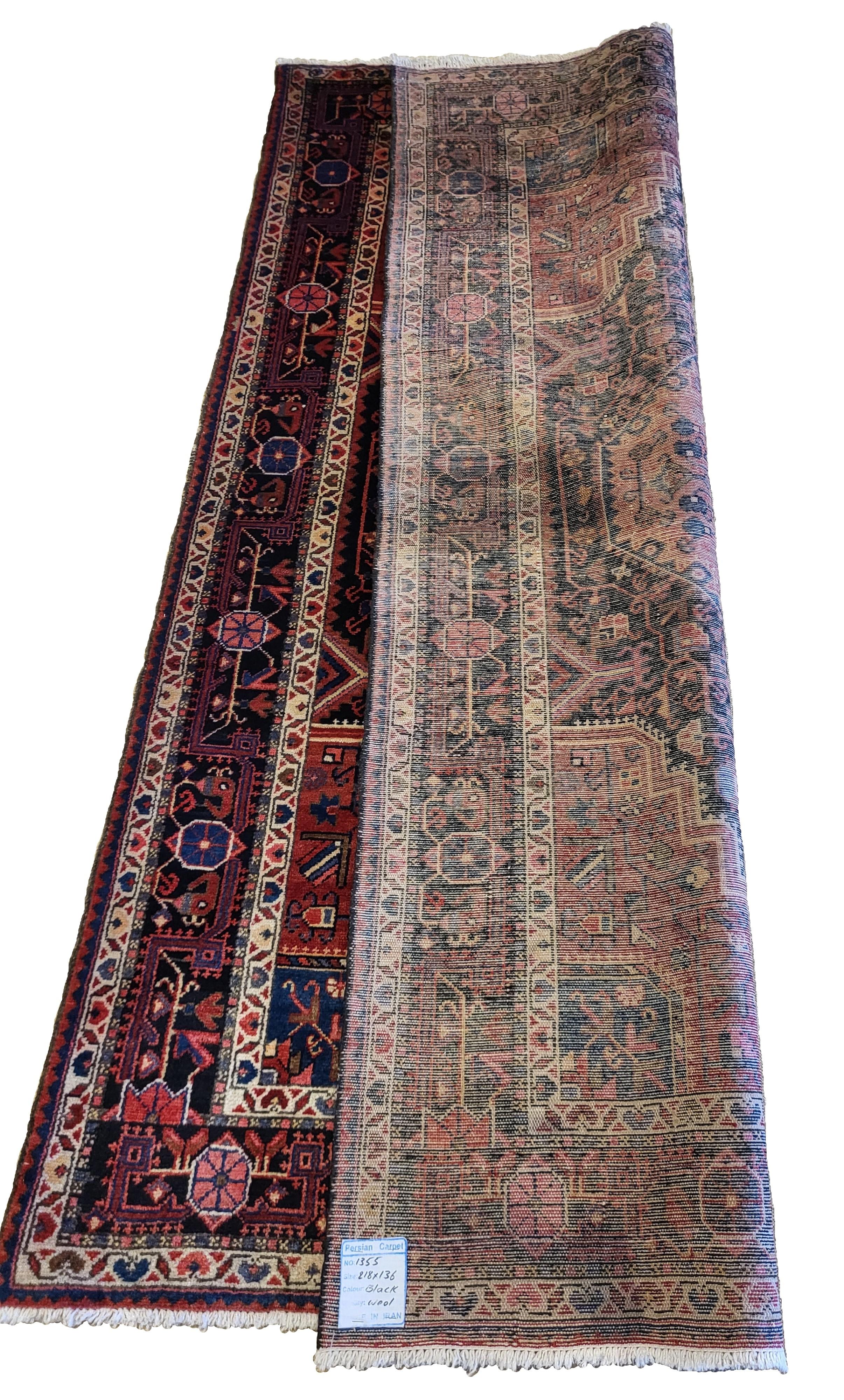 Semi antiker Hamadan – persischer Teppich im Stammesstil – Rost (Persisch) im Angebot