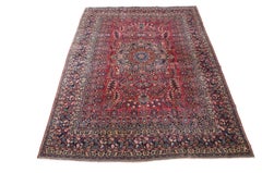 Hand Knotted Persian Sarouk Red Floral Medallion Area Rug 10' x 14'