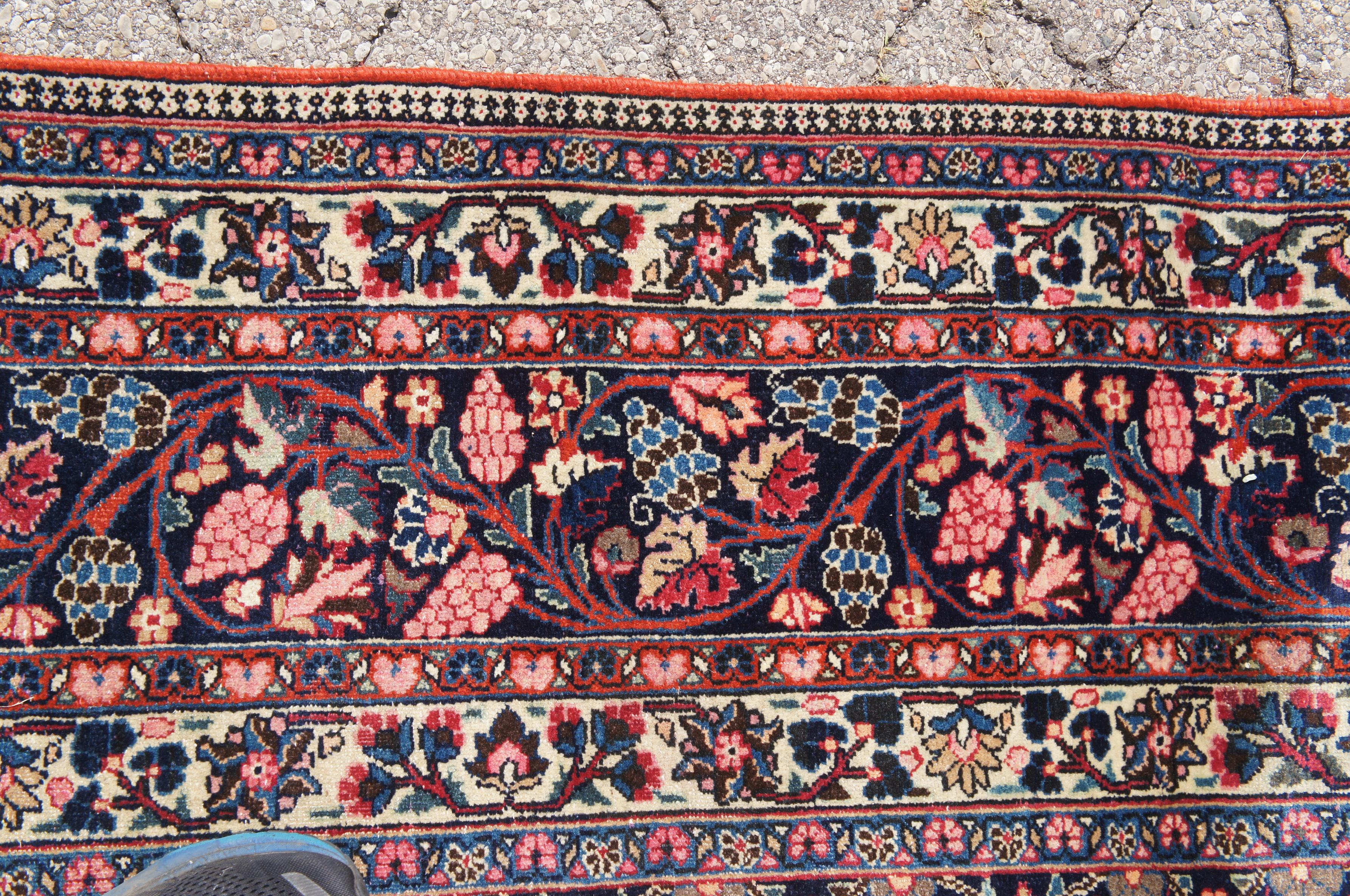 Semi Antique Hand Knotted Persian Sarouk Red Floral Medallion Area Rug 10' x 14' For Sale 4