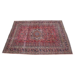 Tapis persan ancien noué à la main Sarouk rouge à médaillons à fleurs 10' x 14'