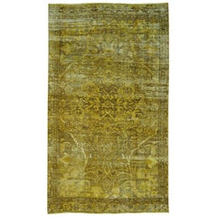 Semi Antique Hand Knotted Persian Bakhtiari Overdyed Vintage Rug