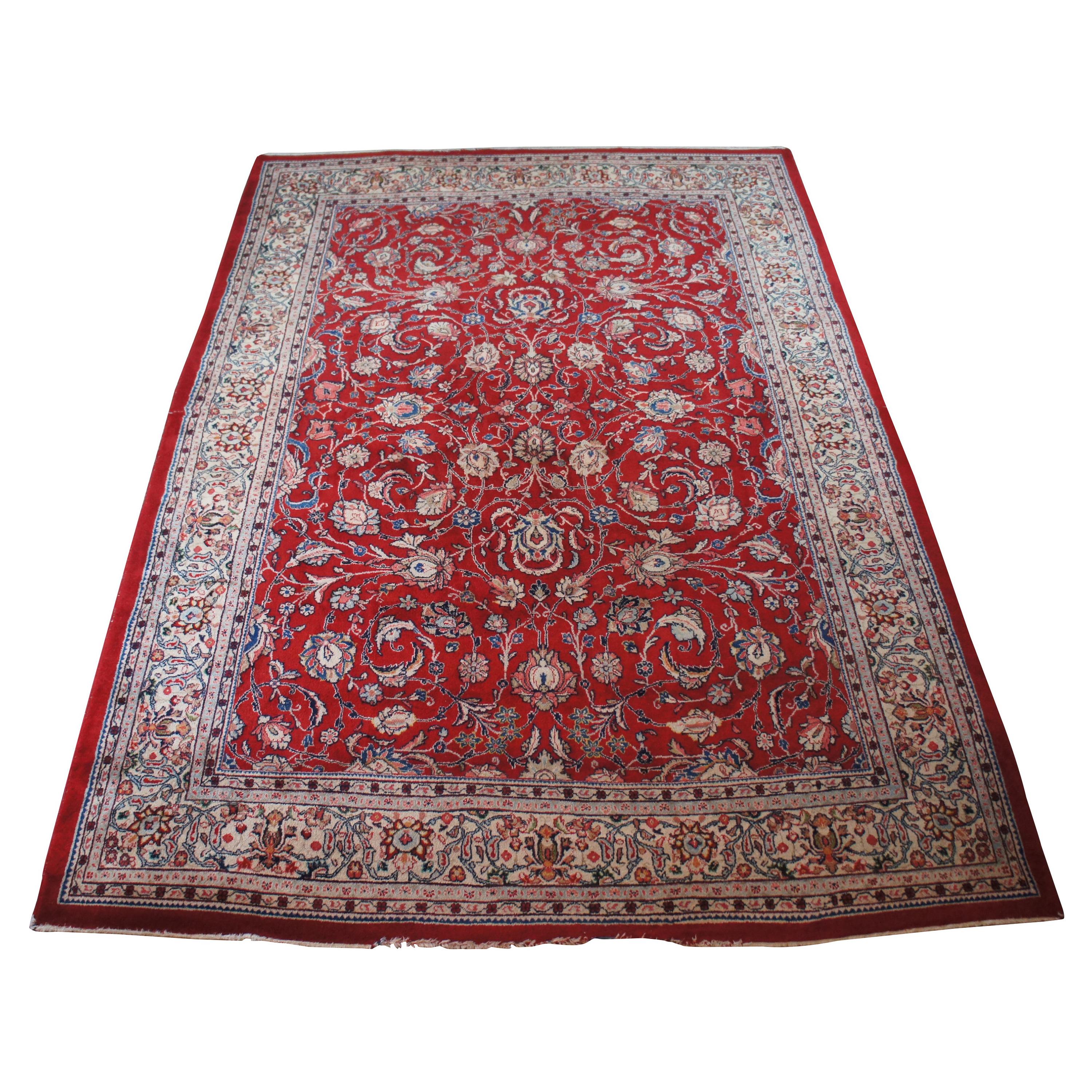 Persian Hand Knotted AllOver Semi Floral Tabriz Cream Rug at 1stDibs