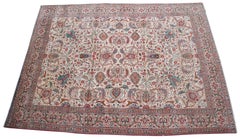 Semi Antique Hand Knotted Persian Kashan Floral All-Over Area Rug