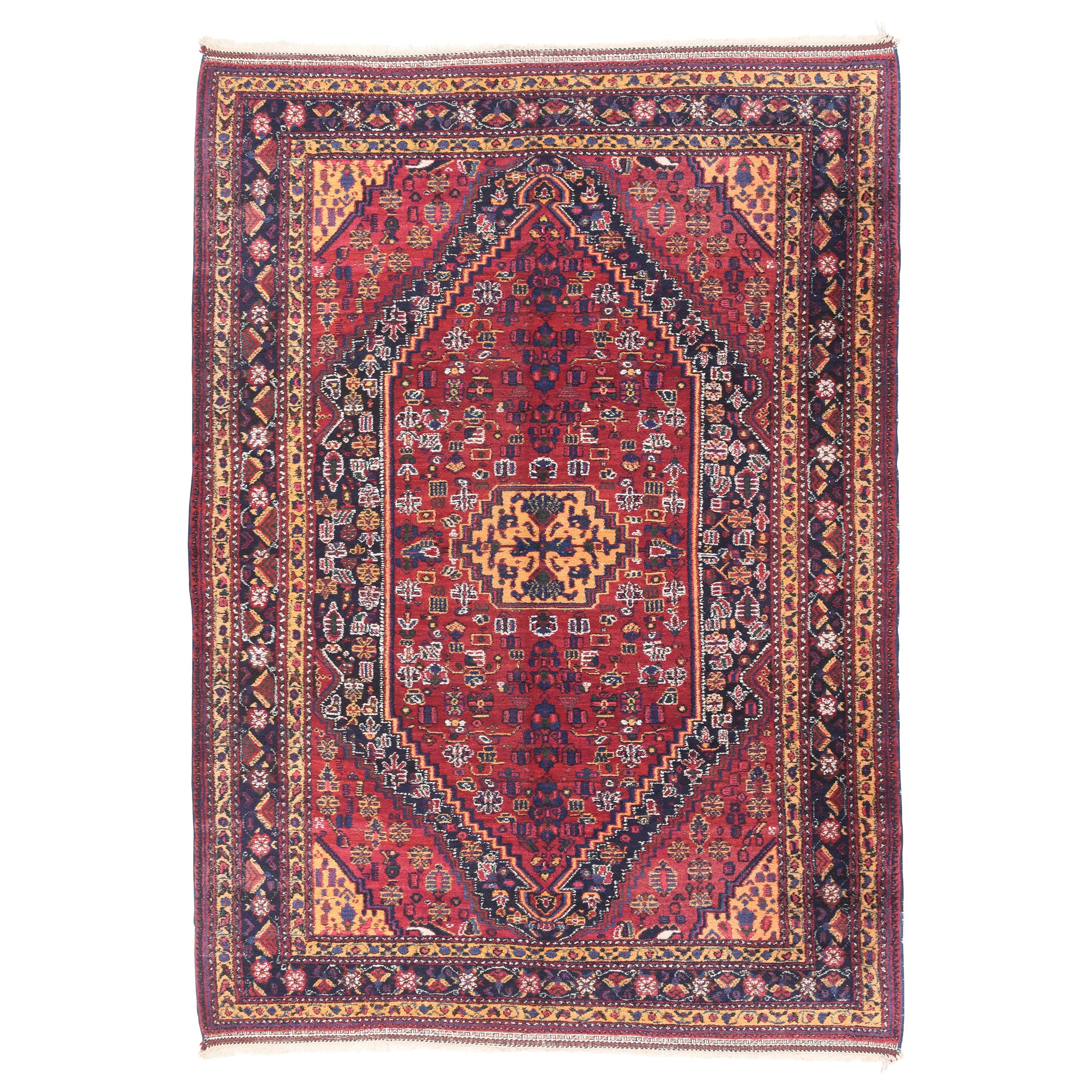 1910 Antique Persian Afshar Worn Wool Handmade Oriental Rug at 1stDibs