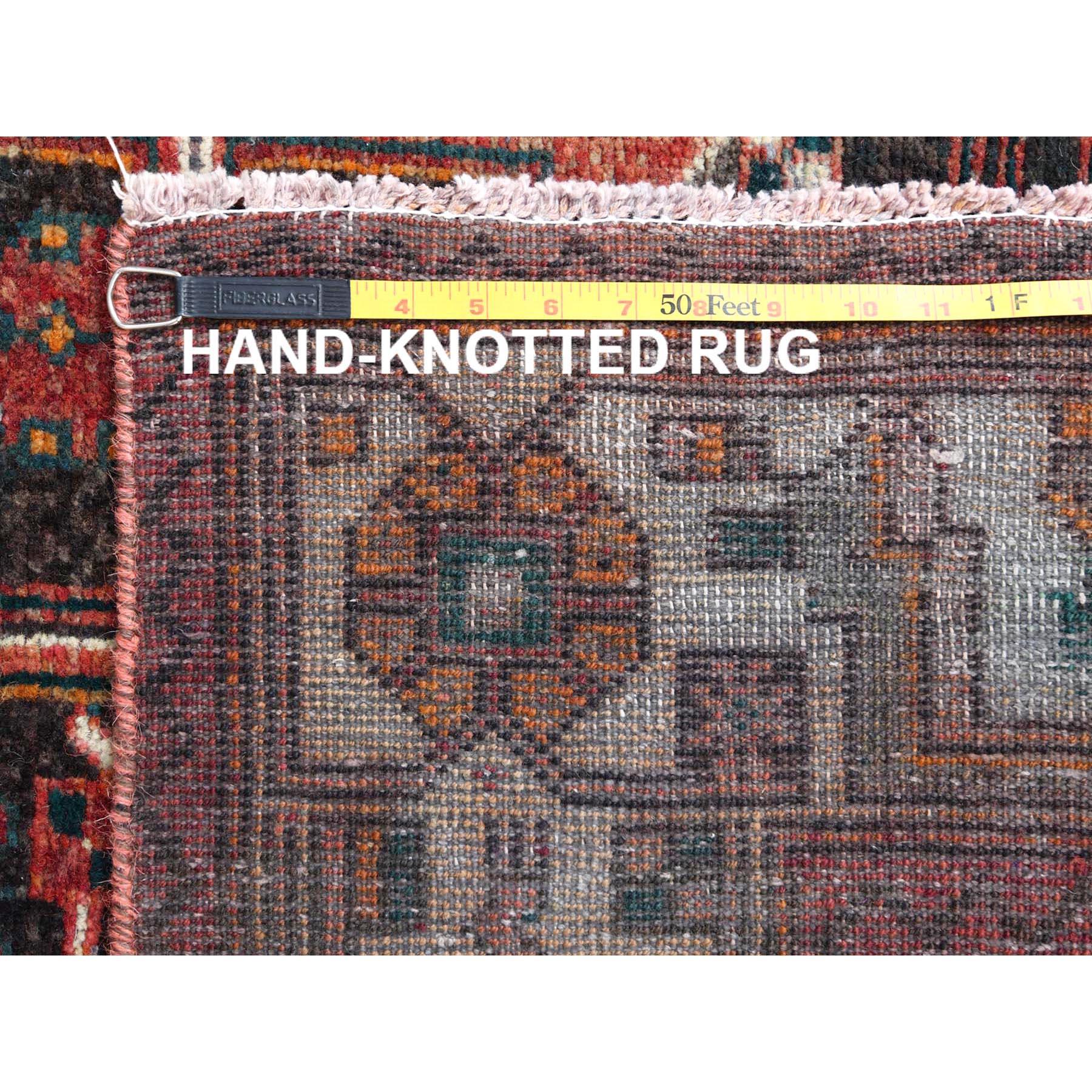 Semi Antique Handmade Persian Hamadan Sheared Low Wool Gallery Size Runner Rug For Sale 1