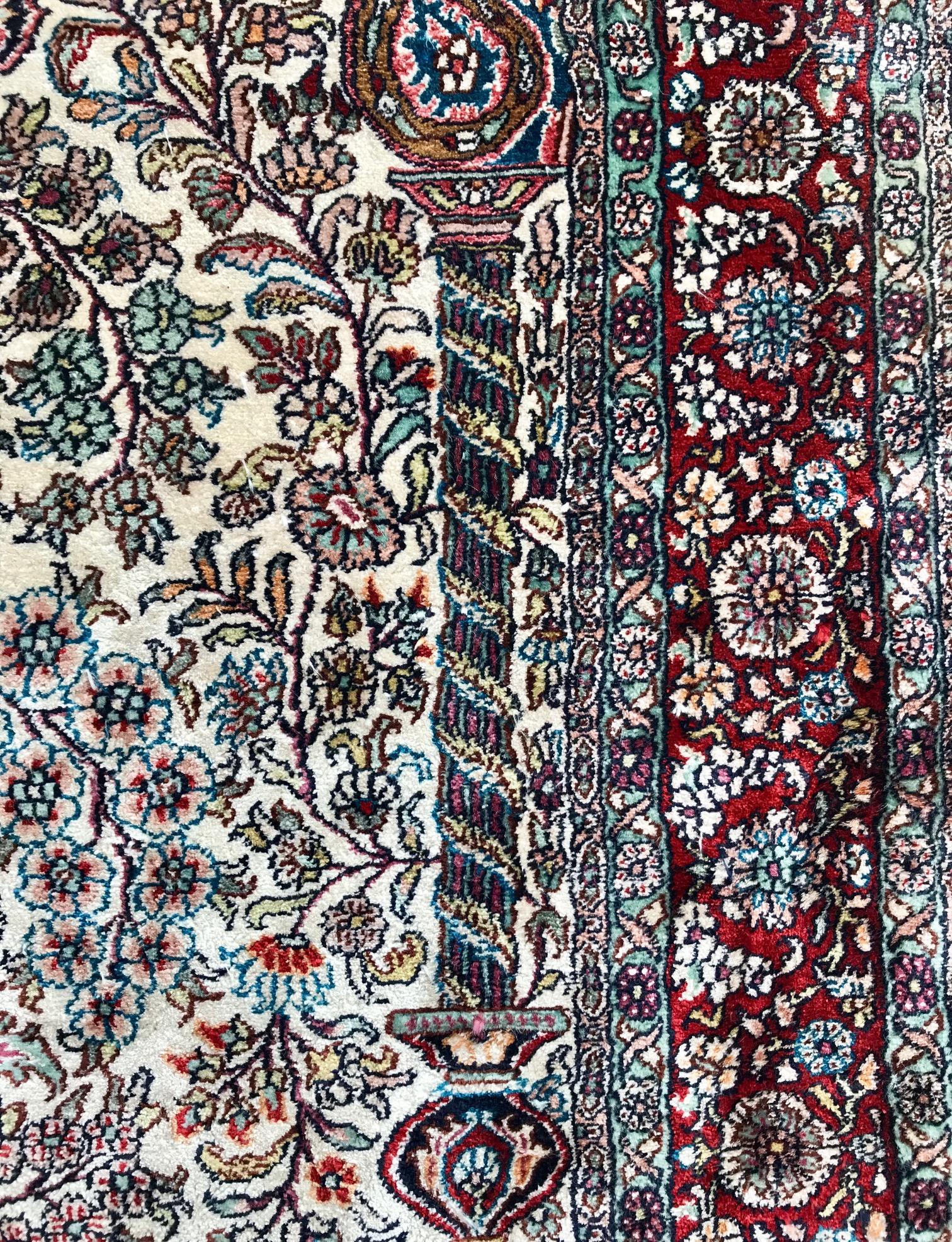 Semi-Antique Hereke, Pure Silk Signed Turkish Prayer Rug For Sale 4
