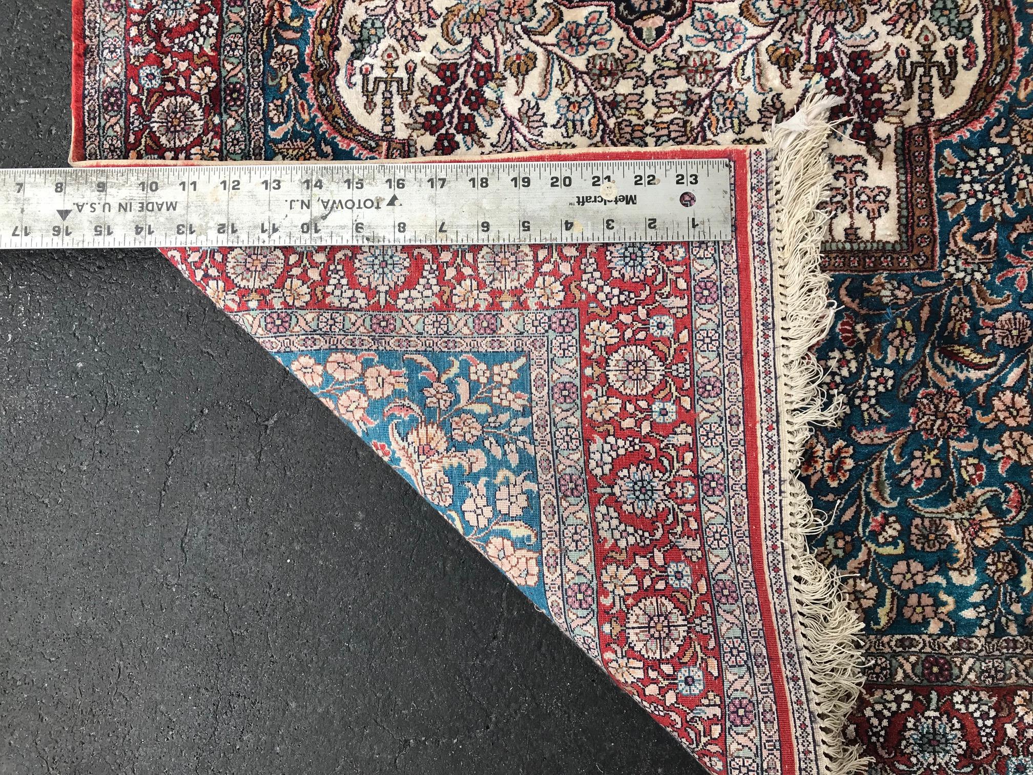 Mid-Century Modern Semi-Antique Hereke, Pure Silk Signed Turkish Prayer Rug For Sale