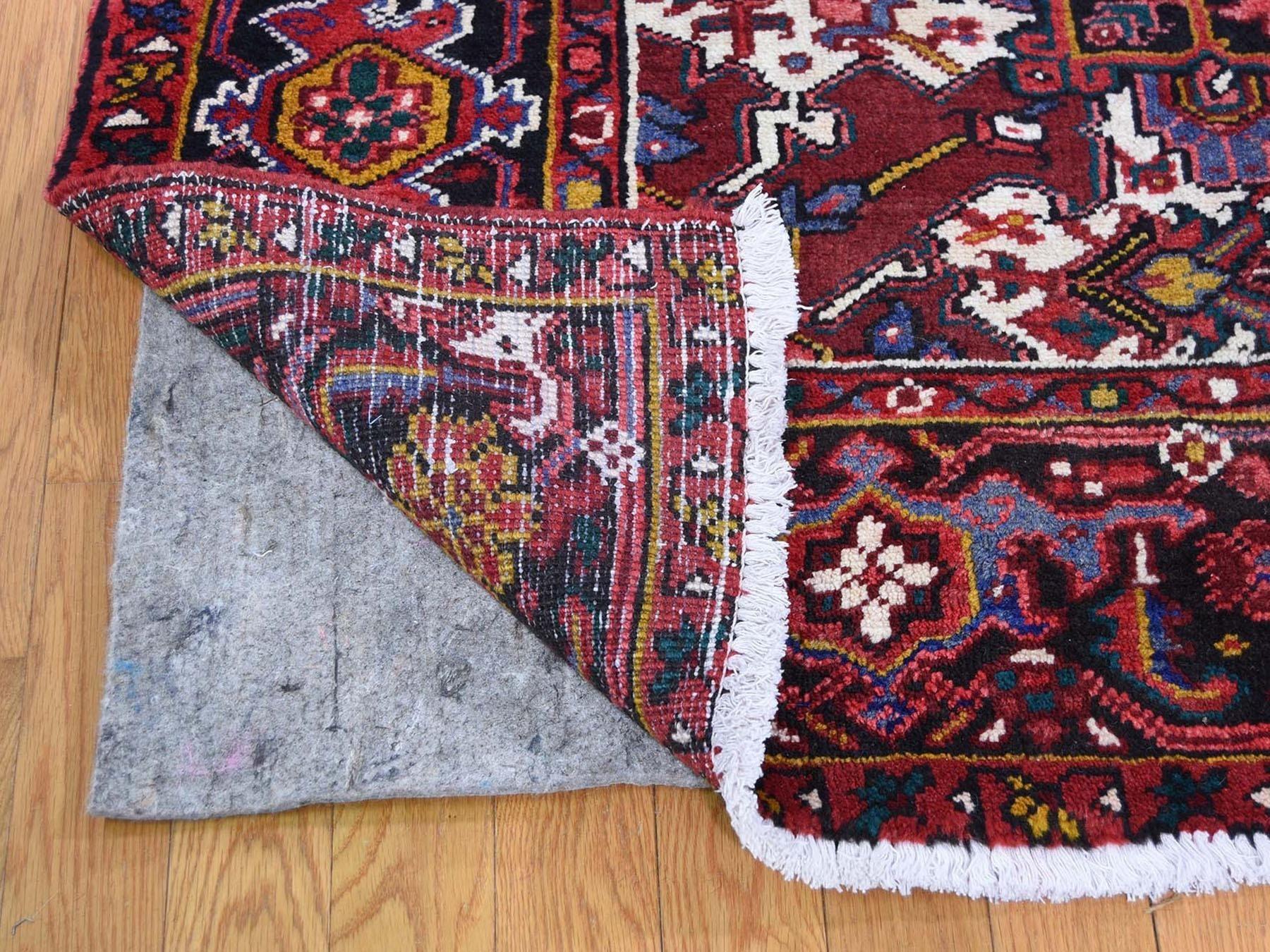 Semi Antique Heriz Good Condition Wool Hand-Knotted Oriental Rug In Good Condition In Carlstadt, NJ
