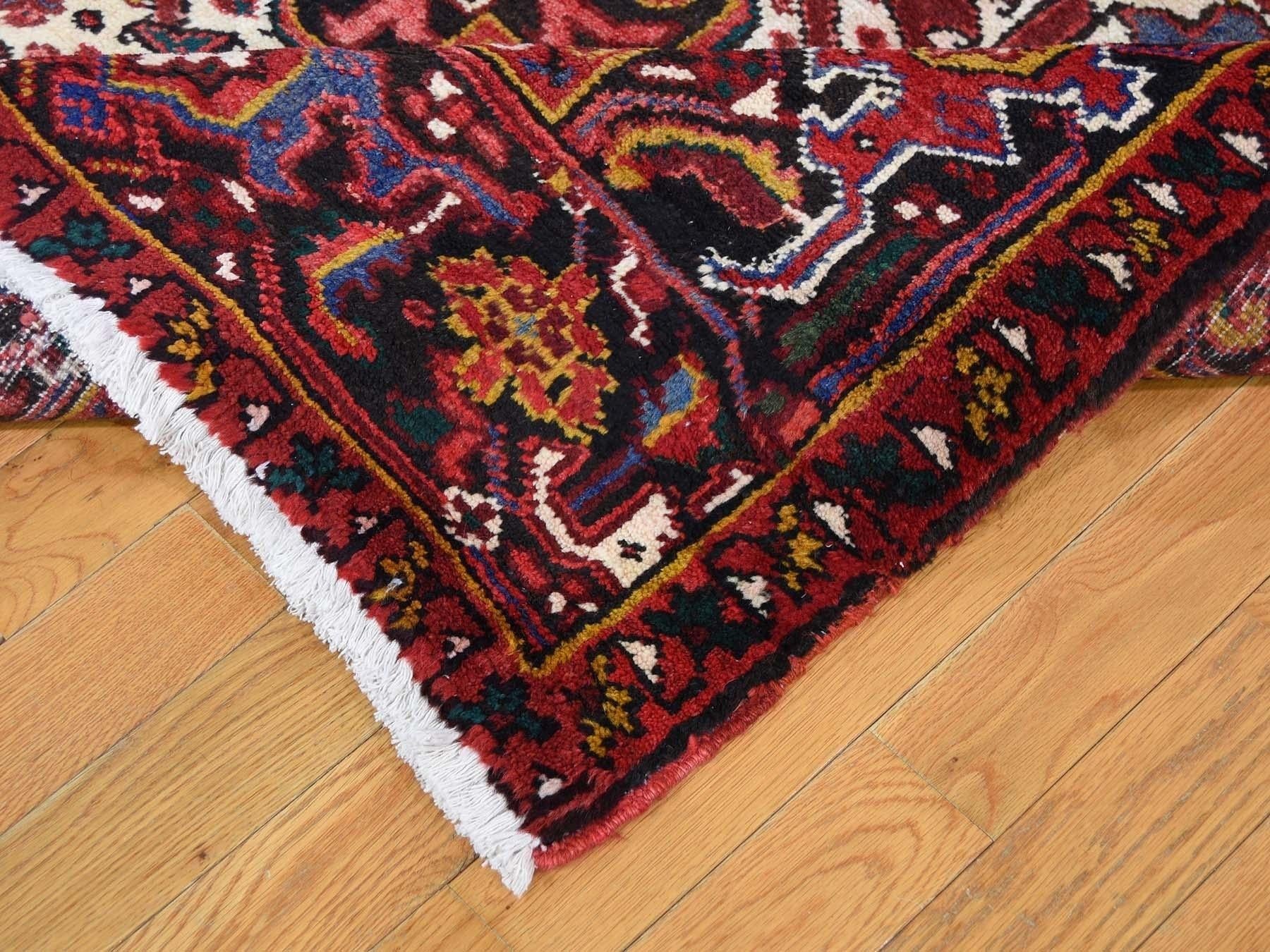 Semi Antique Heriz Good Condition Wool Hand-Knotted Oriental Rug 1