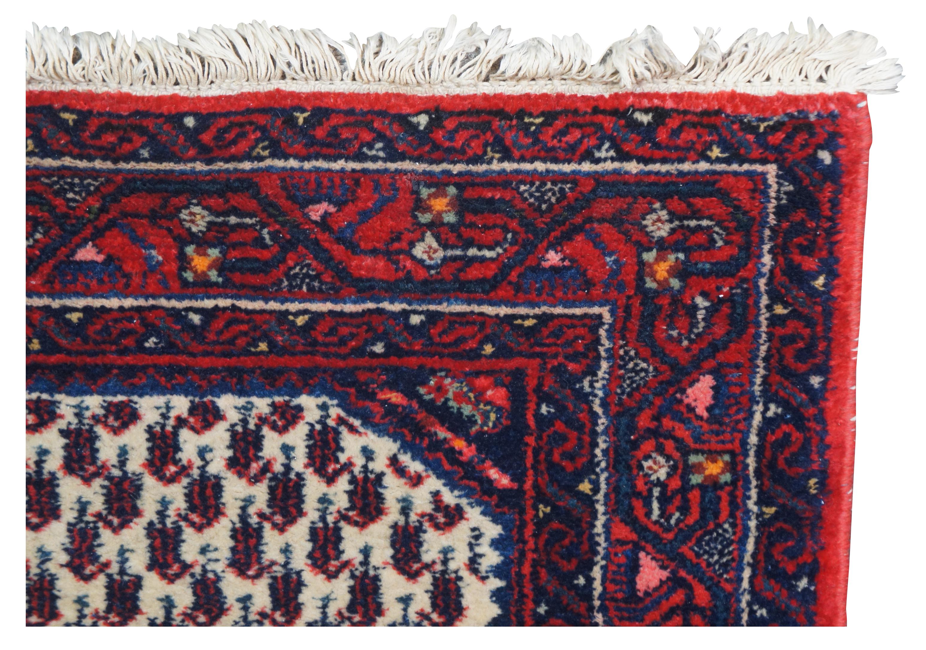 Semi Antique Iran Hand Knotted Senneh Wool Area Rug Mat Carpet Red In Good Condition For Sale In Dayton, OH