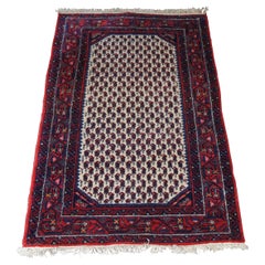 Semi Vintage Iran Hand Knotted Senneh Wool Area Rug Mat Carpet Red