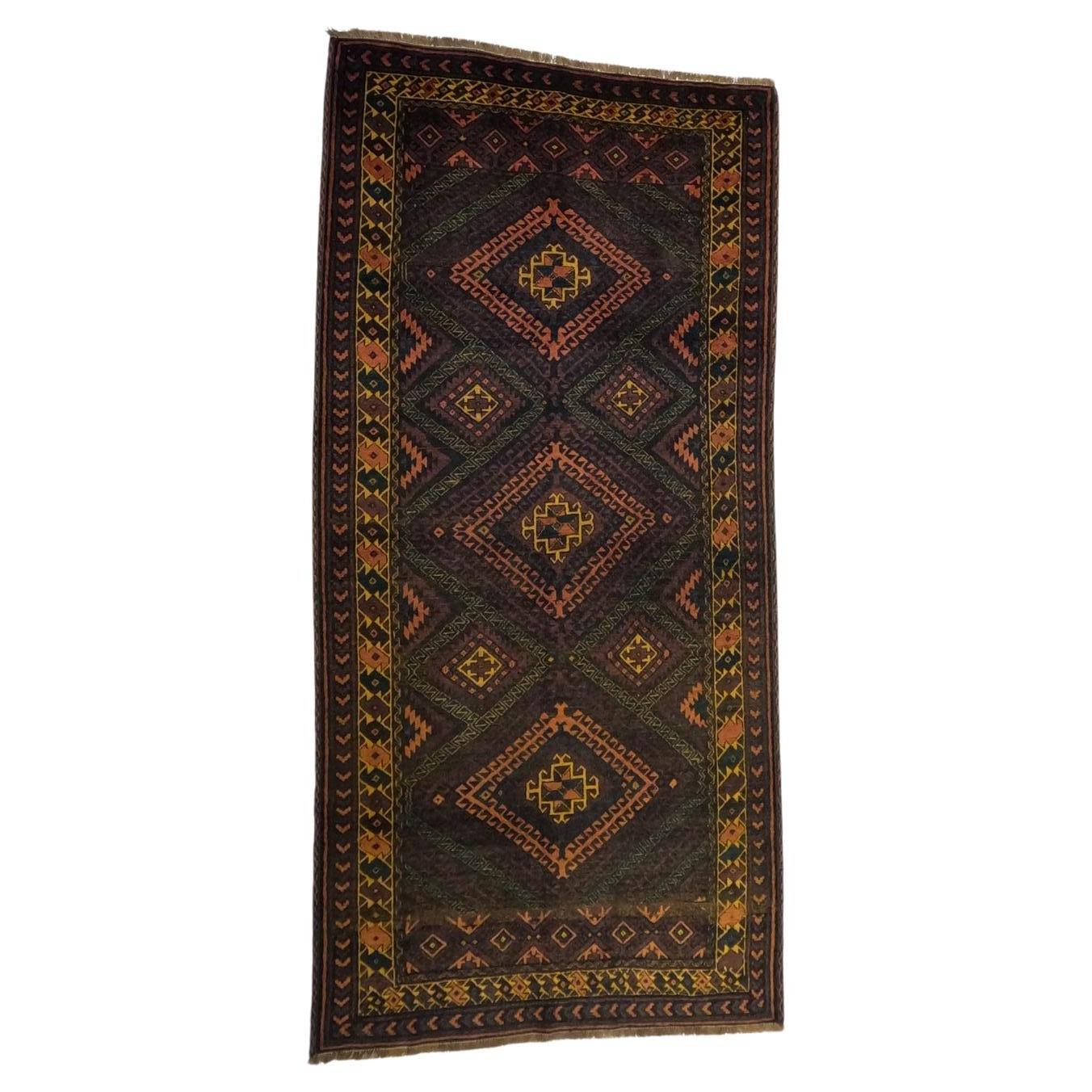 Semi antique Lambs wool with Goat hair Baluch For Sale