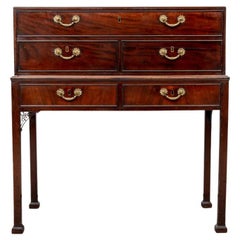 Semi Antique Mahogany Secretary On Chinese Chippendale Style Stand