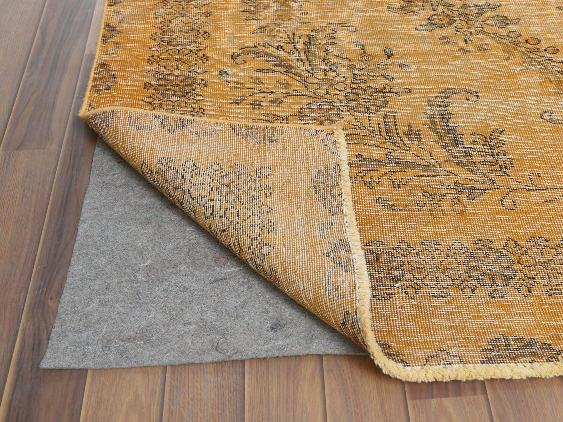 Mid-20th Century Semi Antique Orange Cast Persian Tabriz Hand Knotted Distressed Pure Wool Rug For Sale