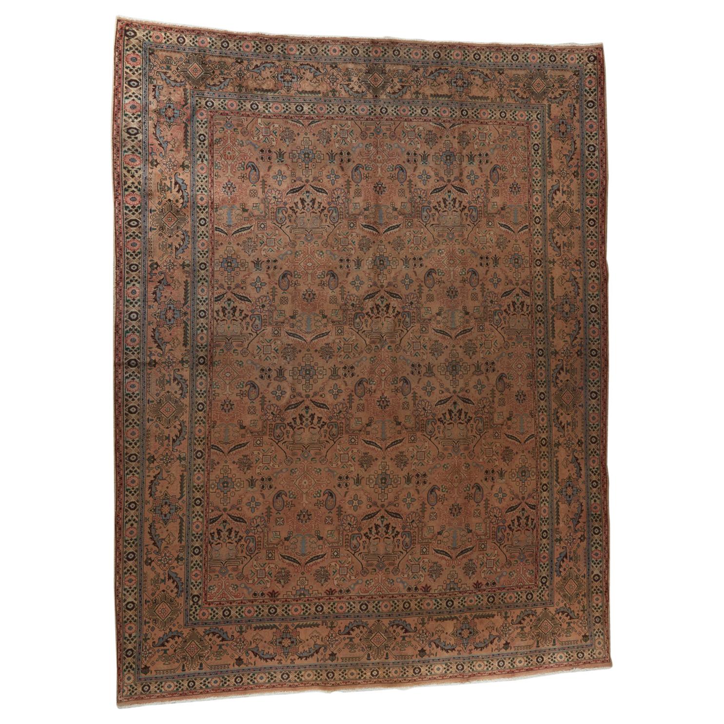 Semi antiker persischer Jugendstil-Tabriz-Teppich im Angebot