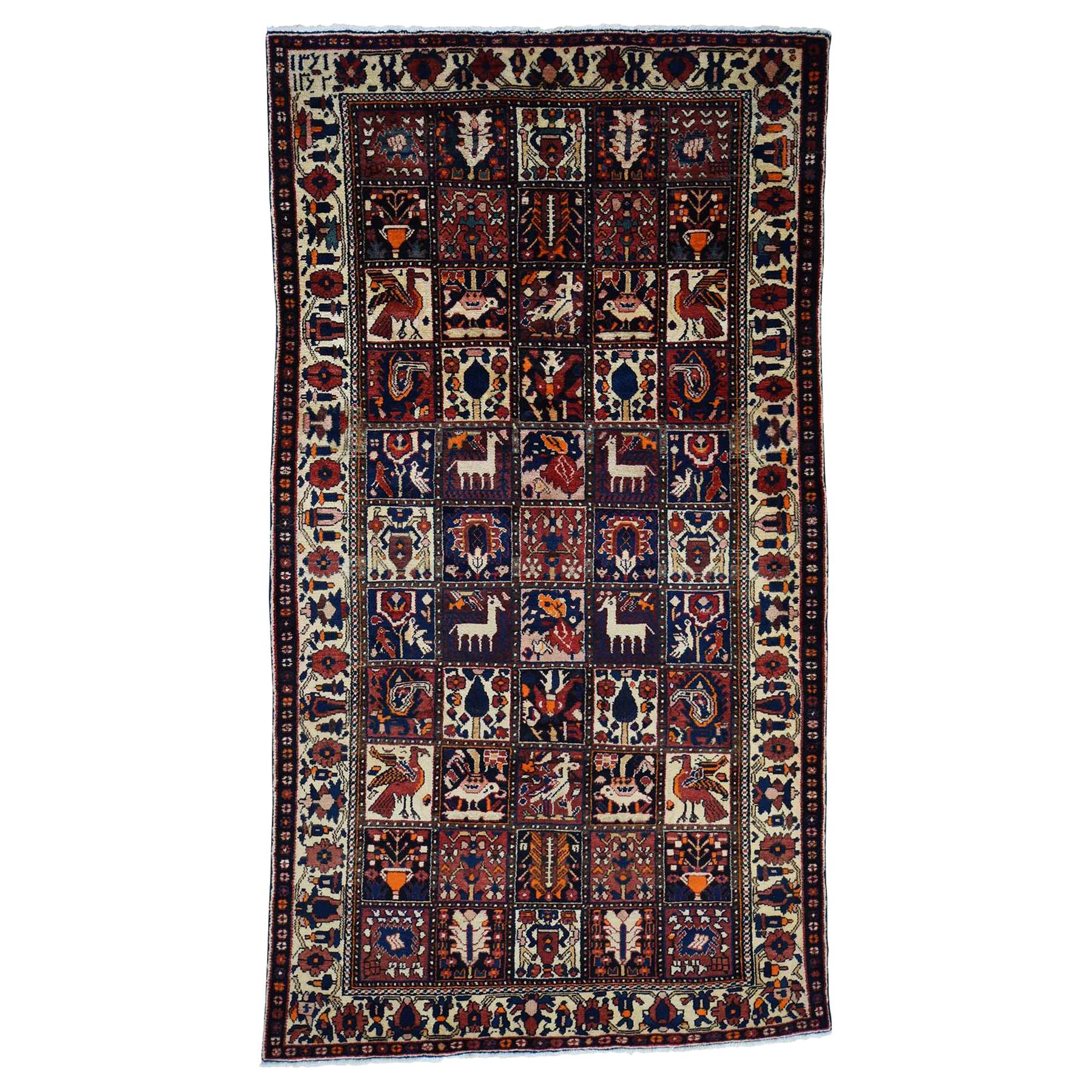 Semi Antique Persian Heriz Some Wear, Clean HandKnotted Oriental Rug, 6'4" x 9' at 1stDibs