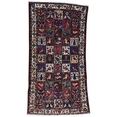 Semi Antique Persian Bakhtiari Garden Wide Runner Minor Color Run