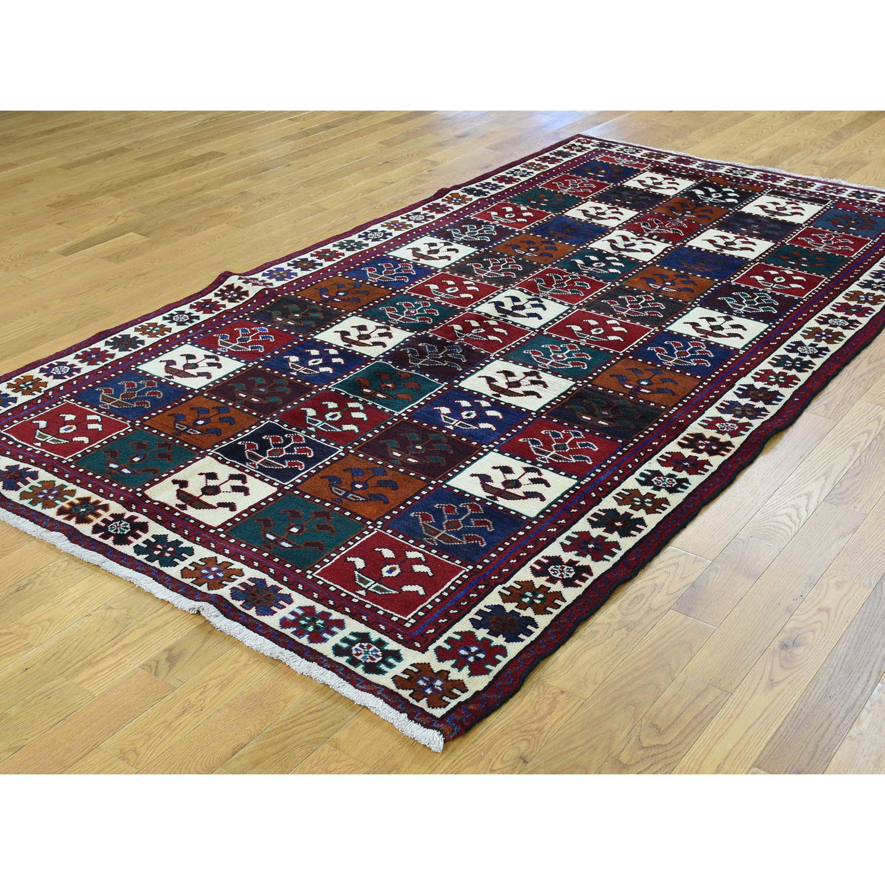 On Clearance Semi Antique Persian Bakhtiari Wide Runner Hand-Knotted Rug In Good Condition In Carlstadt, NJ