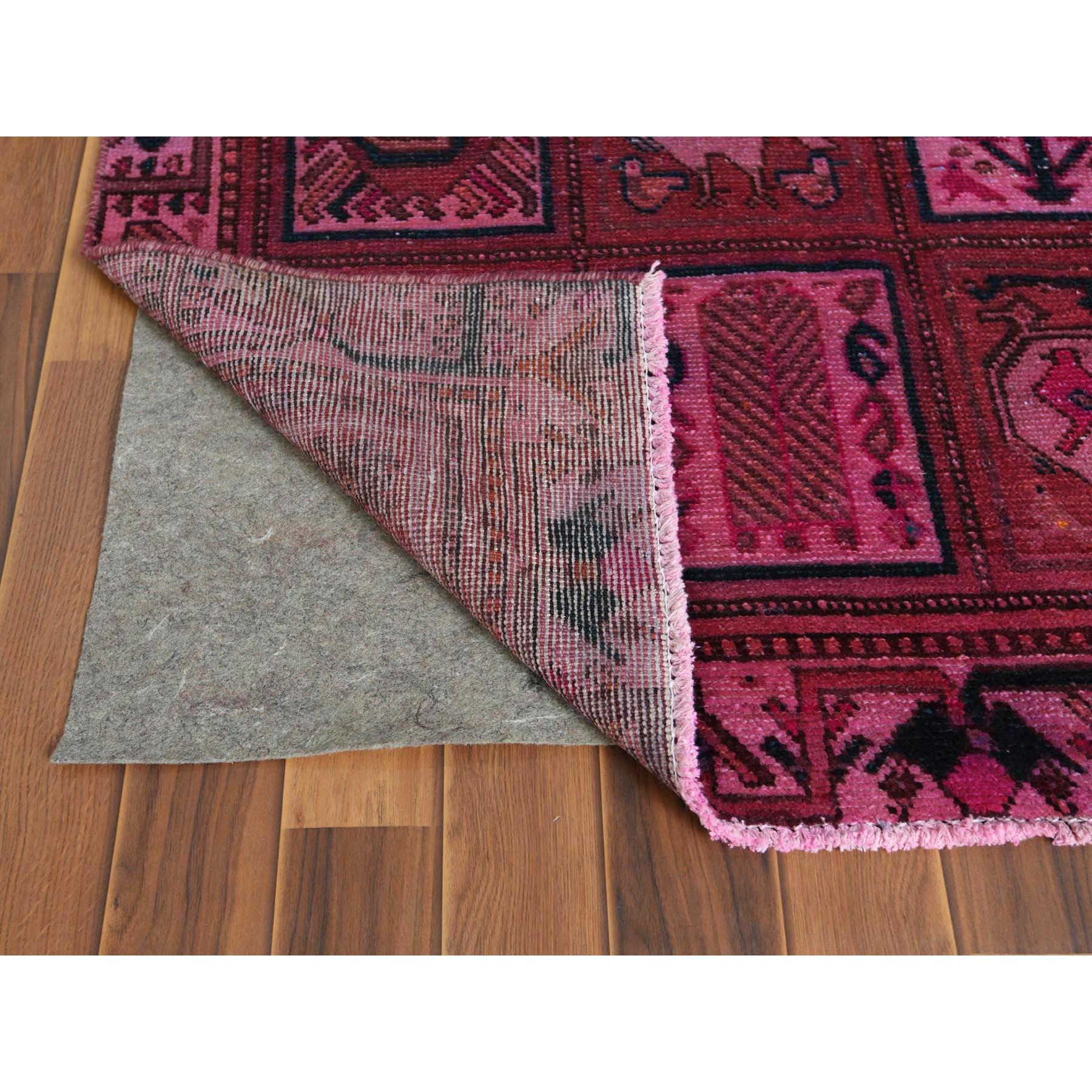 Medieval Semi Antique Persian Bakhtiari with Golden Panel Design Sheared Low Handmade Rug For Sale