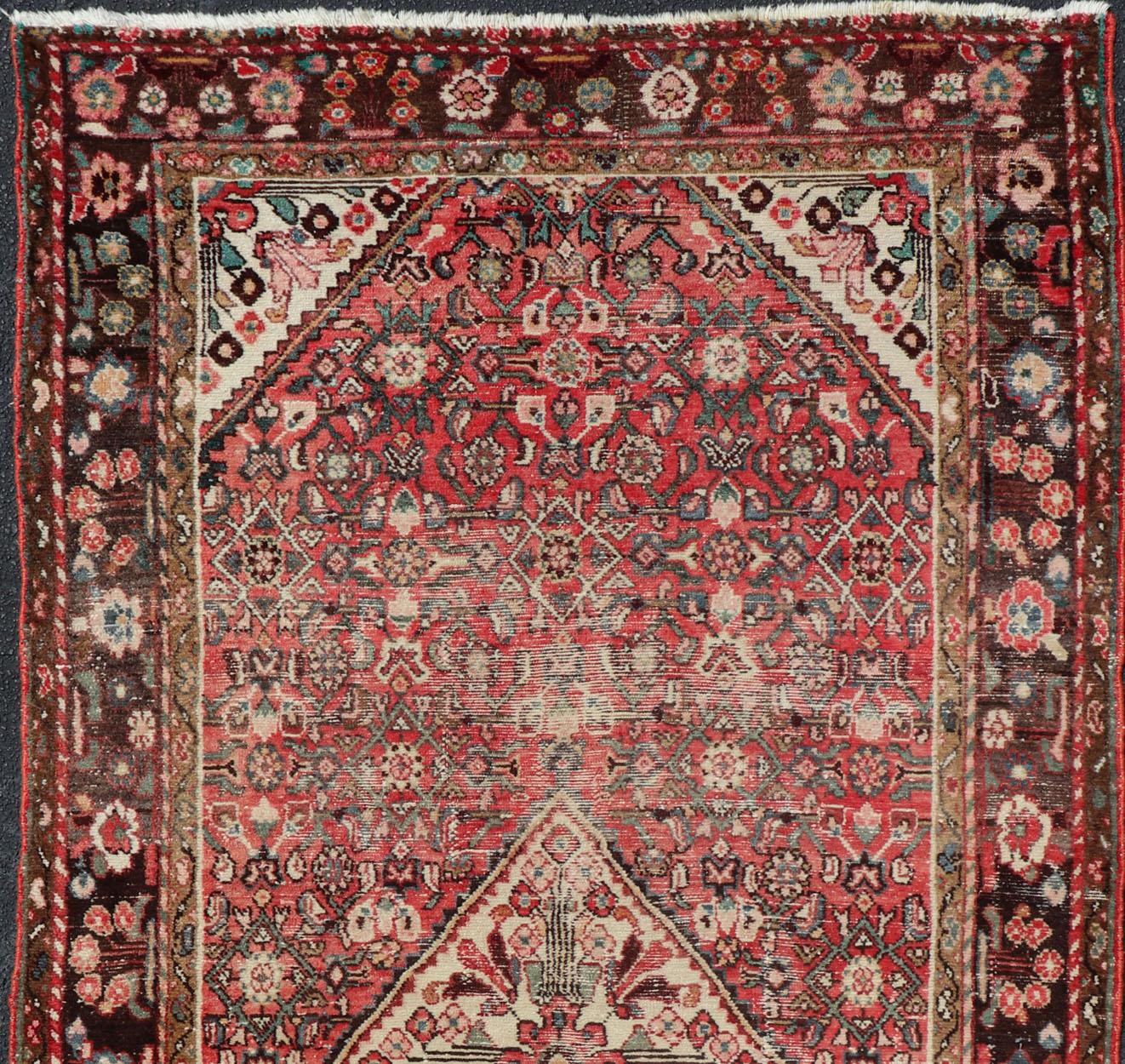 Laine Tapis persan ancien de la galerie Hamadan avec motif de médaillon en vente