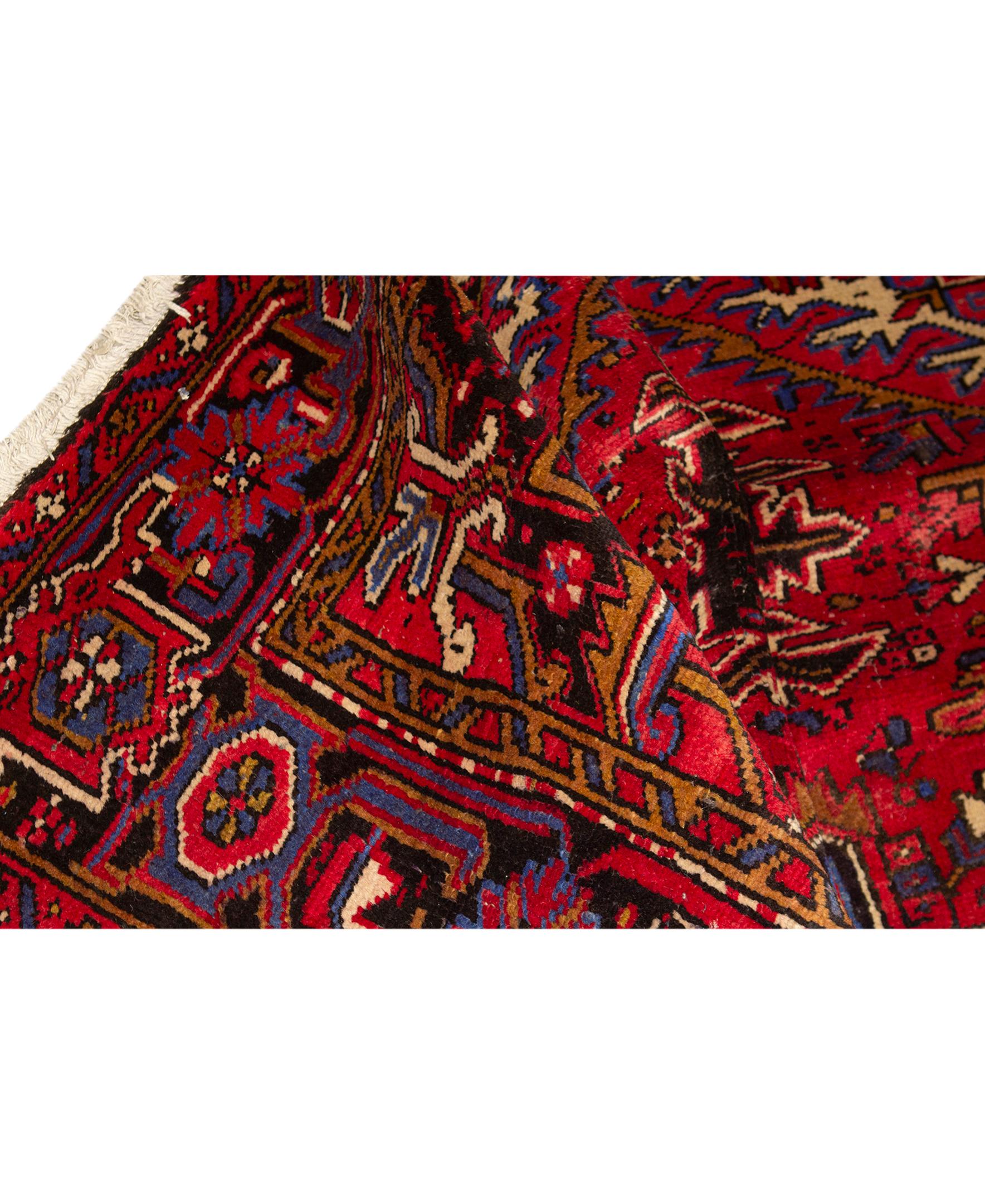 Traditional Handwoven Luxury Semi Antique Persian Wool Red / Black. Size: 7'-6