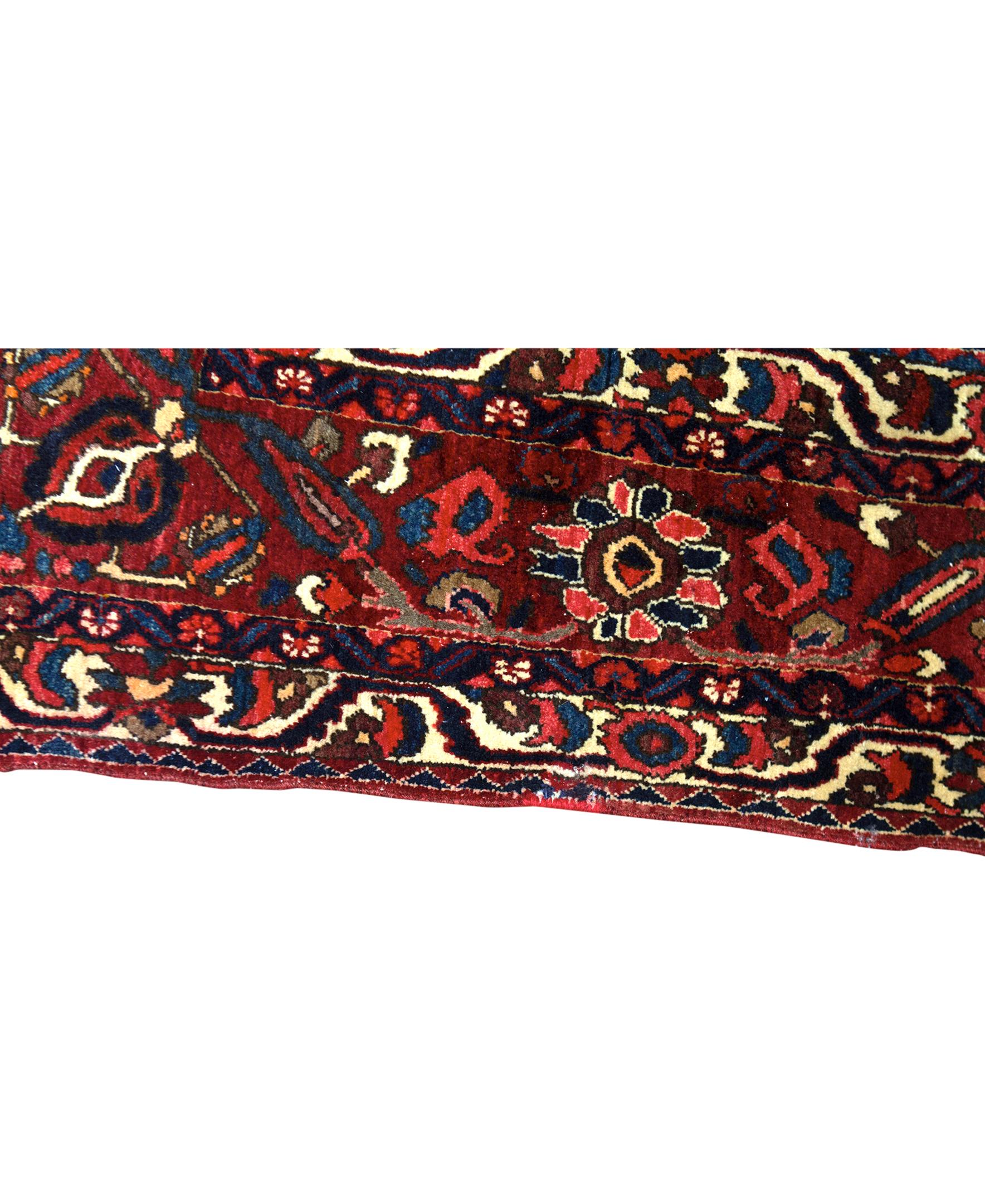  Lana de lujo tejida a mano tradicional persa semi antigua roja / roja. Tamaño 8'-7